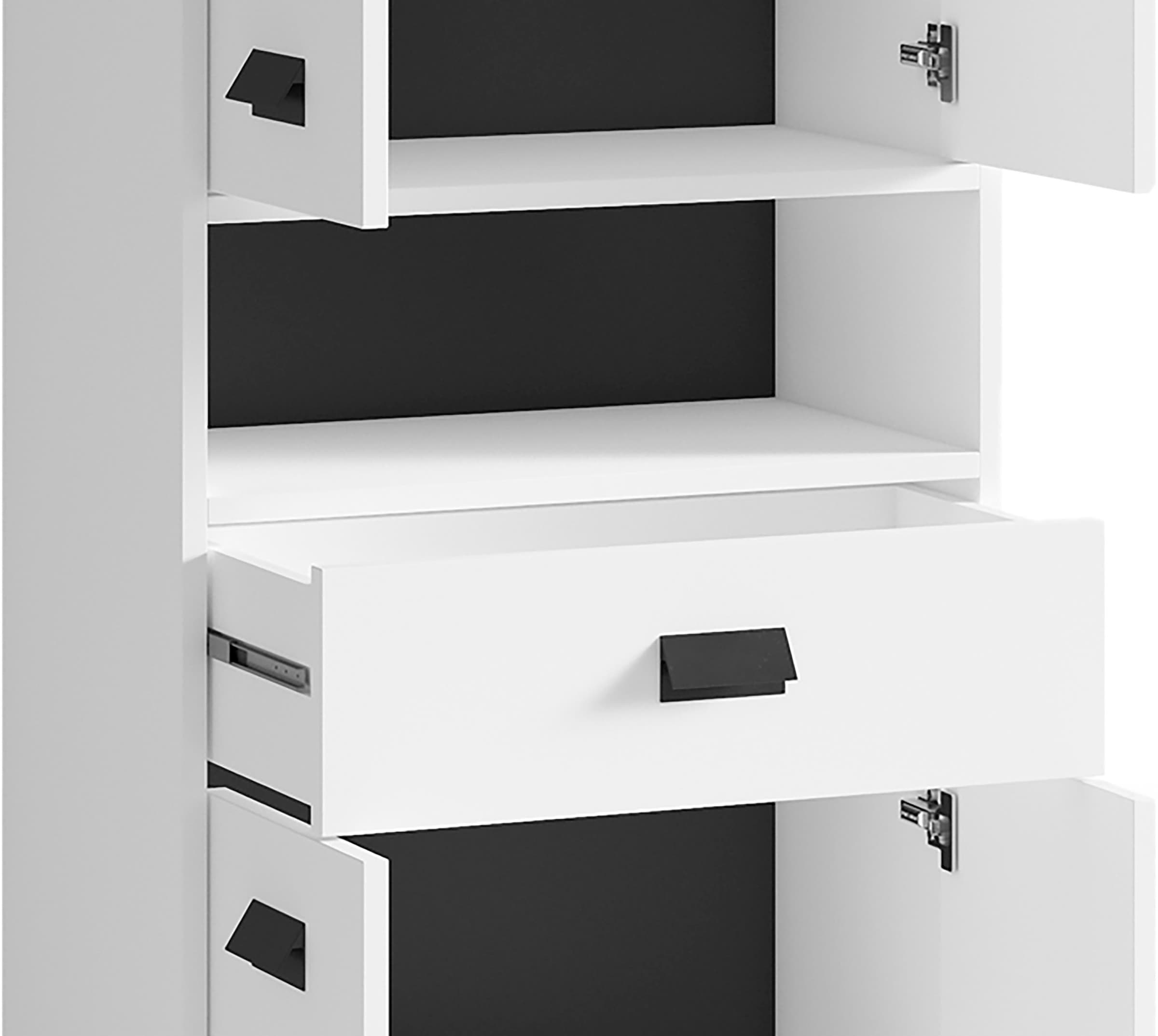 byLIVING Armoire haute »Wellness« Badezimmer Hochschrank mit 4 Türen und Schubkasten für viel Stauraum