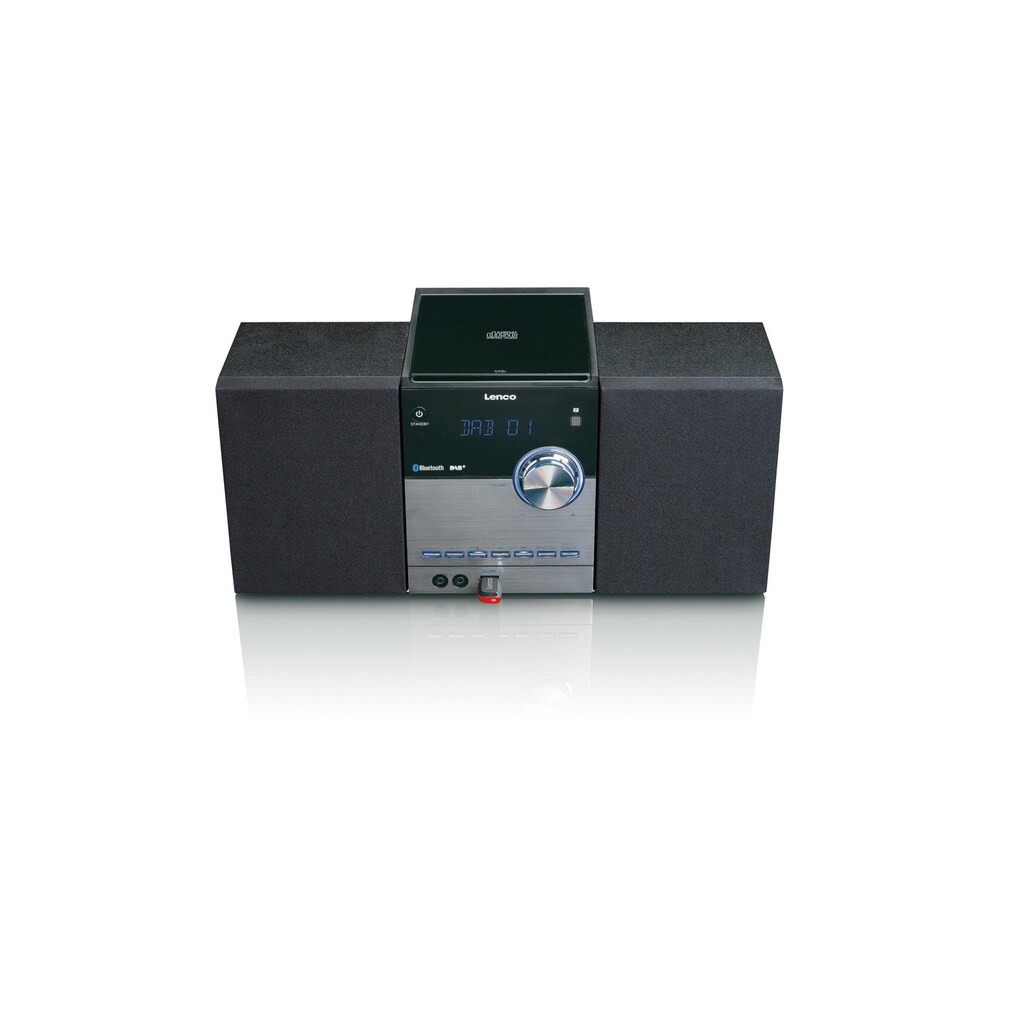 Lenco Microanlage »MC-150 Schwarz Silber«, (CD-Bluetooth Digitalradio (DAB+)-FM-Tuner)