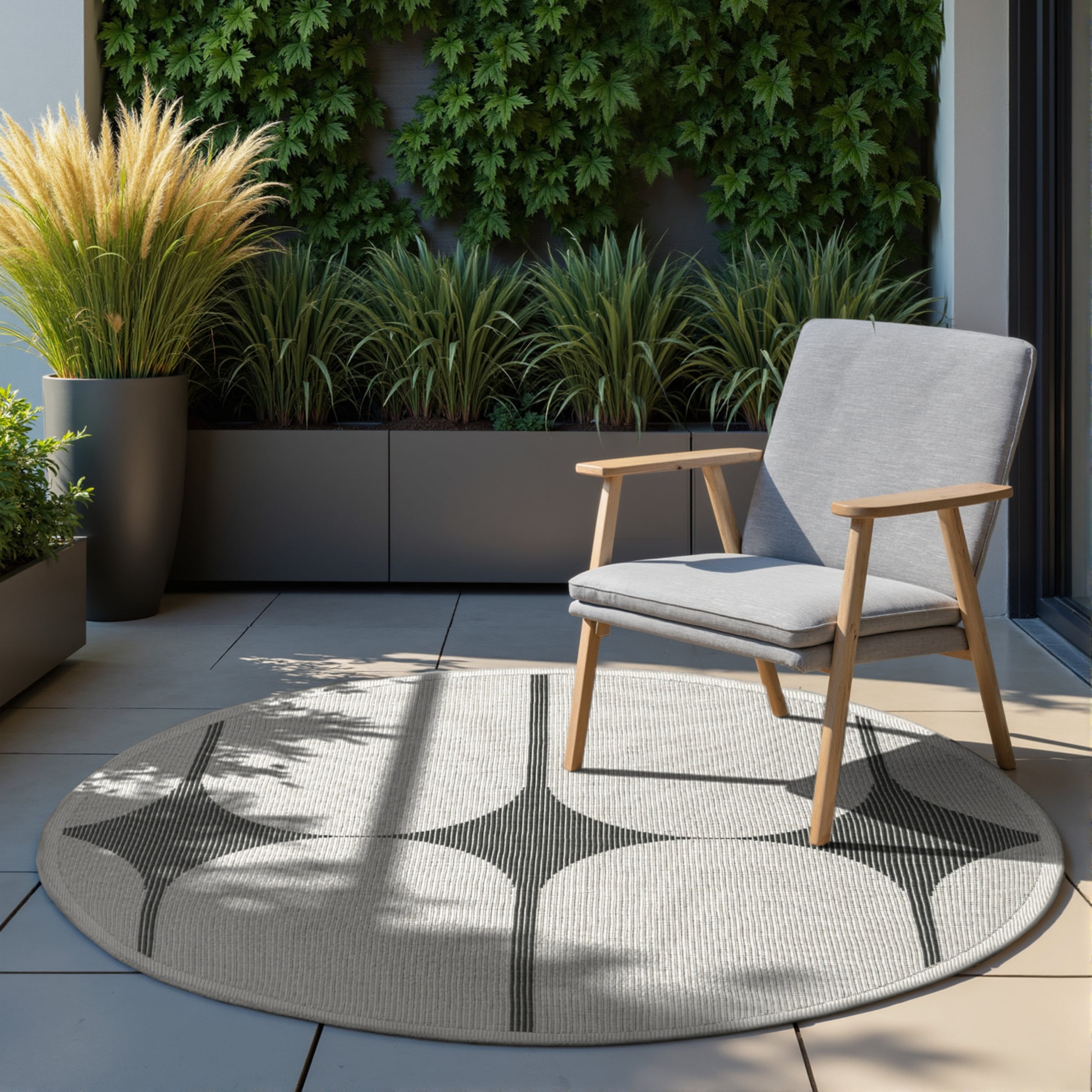 Image of HANSE Home Outdoorteppich "Bowen Wendeteppich" rund 5 mm Höhe In und Outdoor, Flachgewebe, wetterfest, pflegeleicht, robust