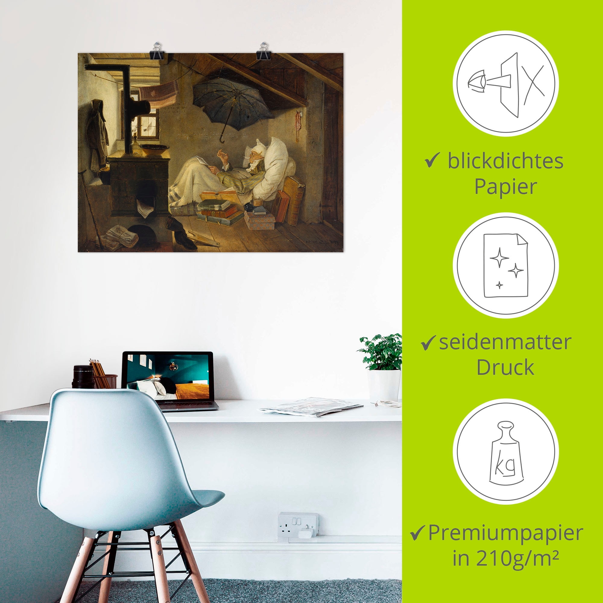 Artland Wandbild »Der arme Poet. 1839« Mann 1 Stk. tlg. als Leinwandbild, Poster, Wandaufkleber in verschied. Grössen