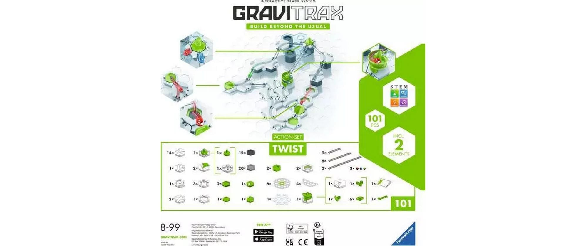 Ravensburger Kugelbahn »GraviTrax Action-Set Twist«, (101 tlg.)