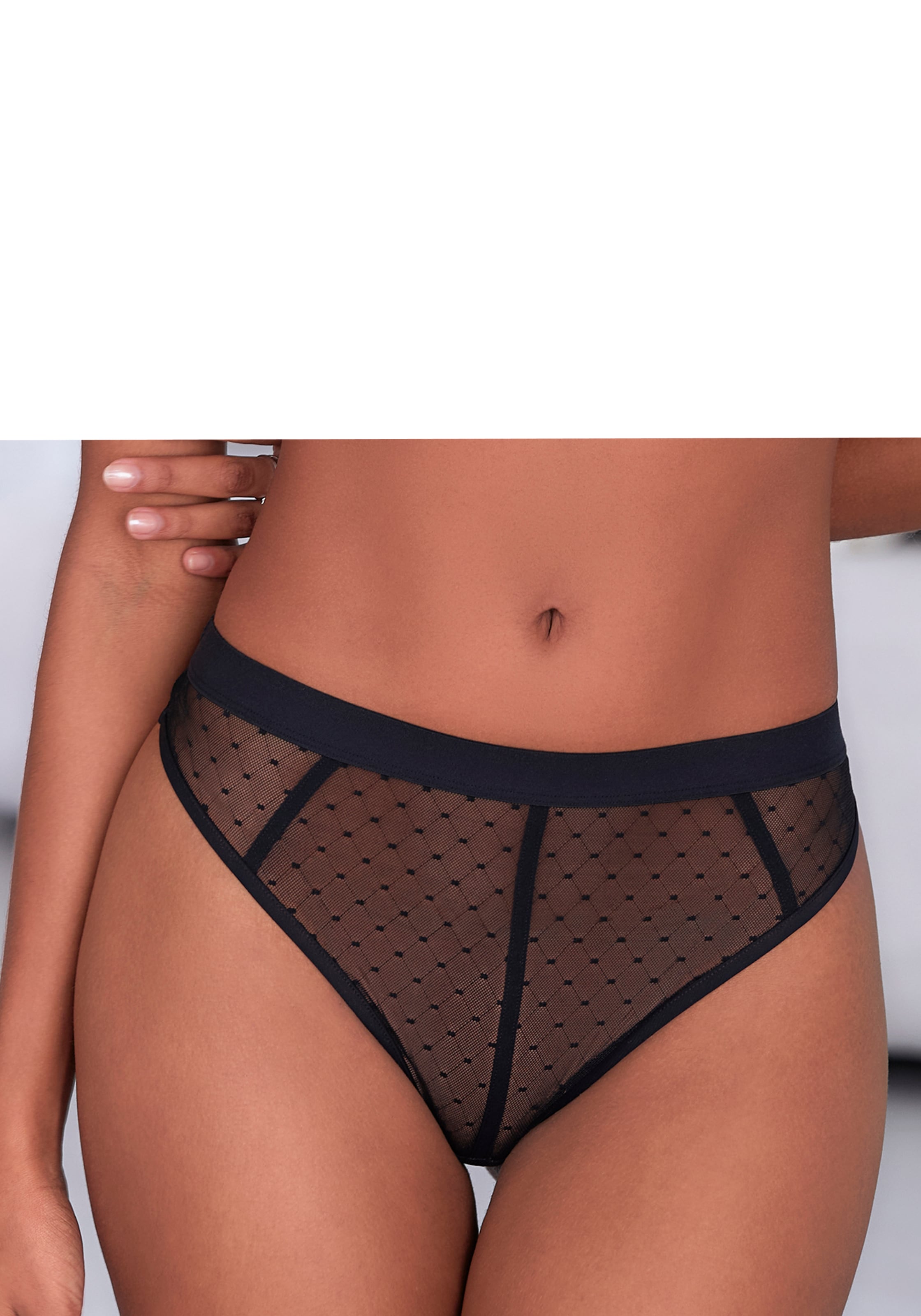 Image of Vivance String "Ava" aus transparentem Mesh in Pünktchen-Optik, transparente Unterwäsche