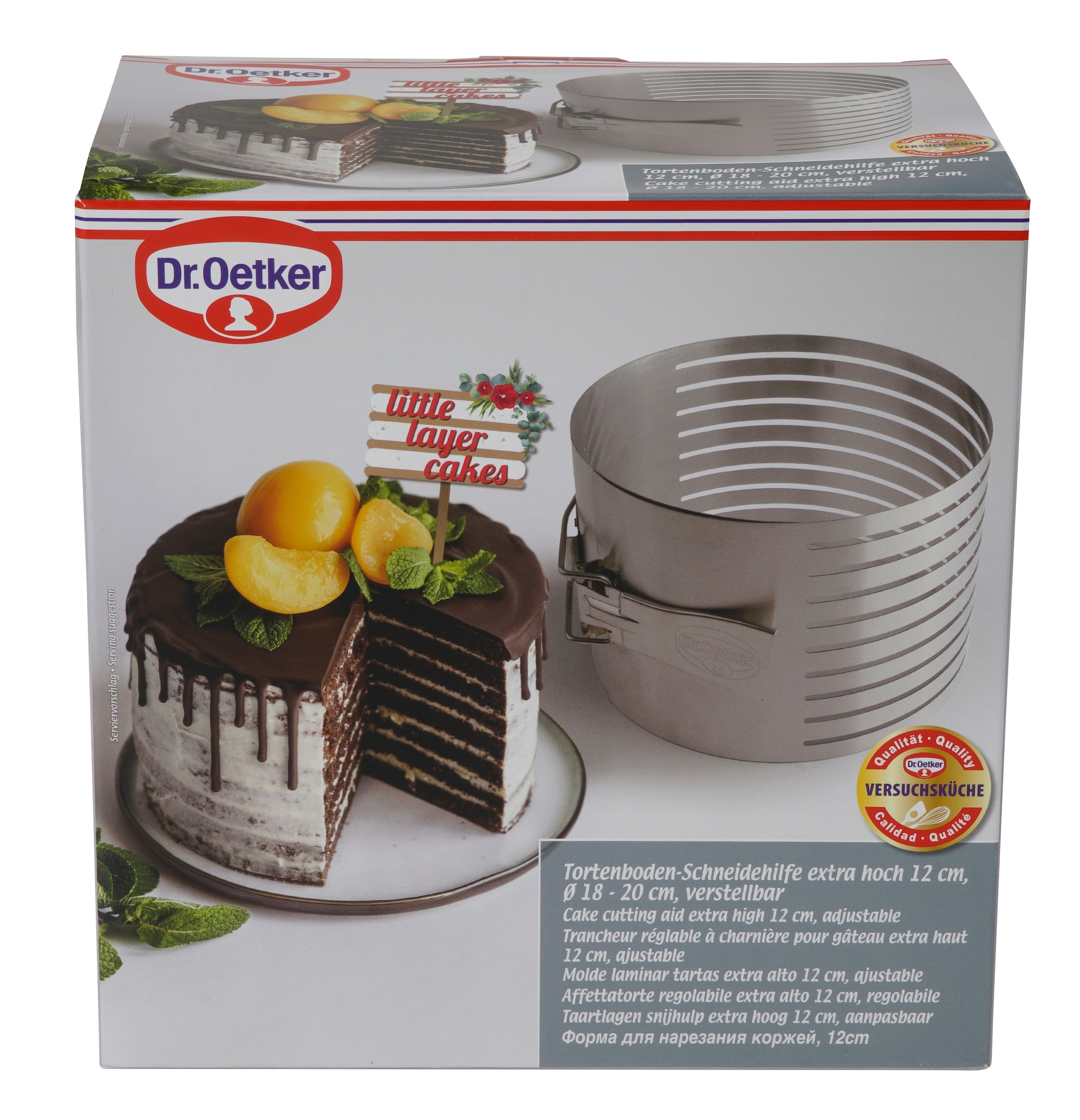 Dr. Oetker Küchenhelfer Cercle à tarte »Tortenboden-Schneidhilfe Ø18-20x12 cm« extra hoch, verstellbar, perfekt zum gleichmässigen Schneiden von Böden