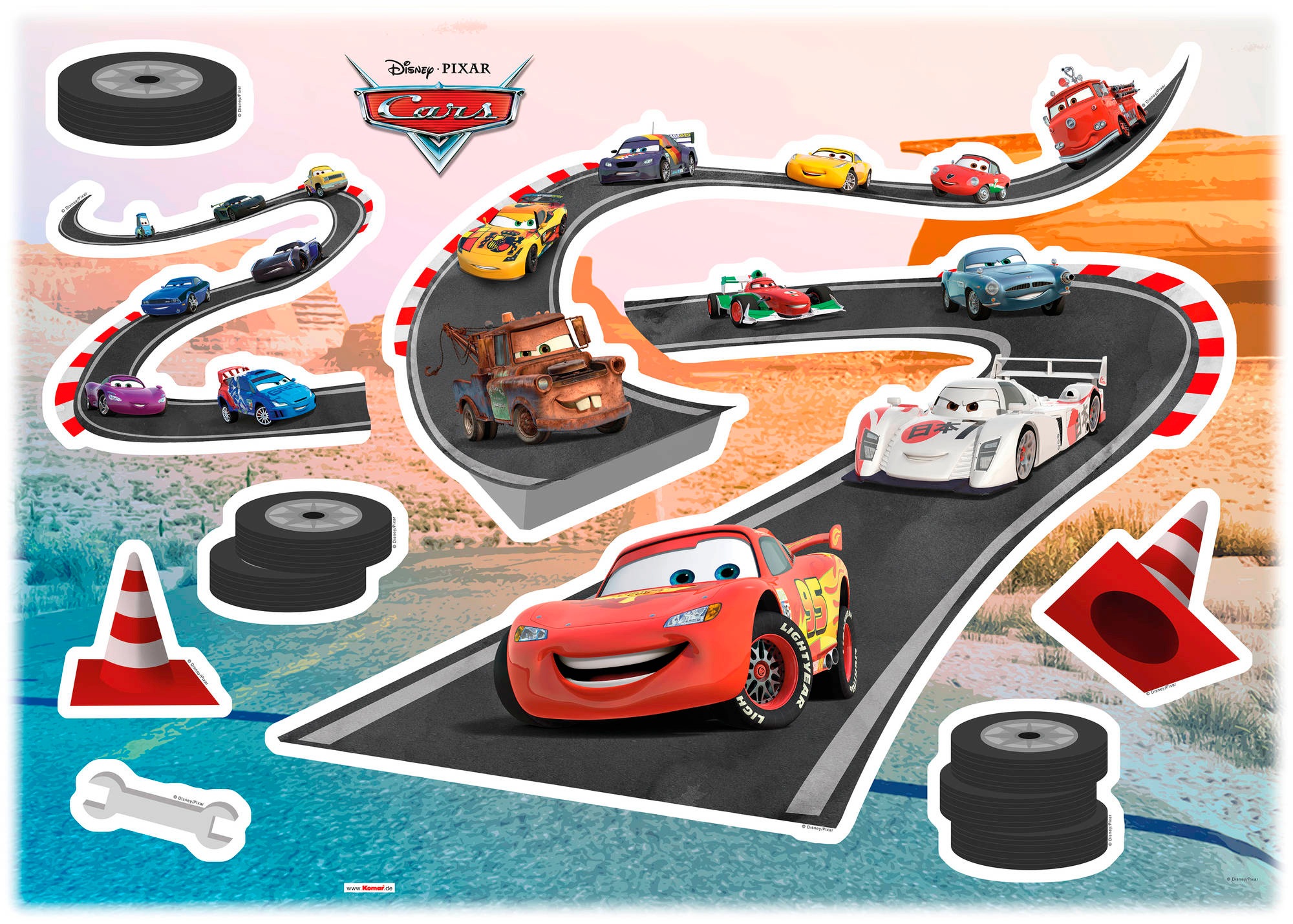 Image of Komar Wandtattoo »Cars Track«, (9 St.), selbstklebend, rückstandslos abziehbar bei Ackermann Versand Schweiz
