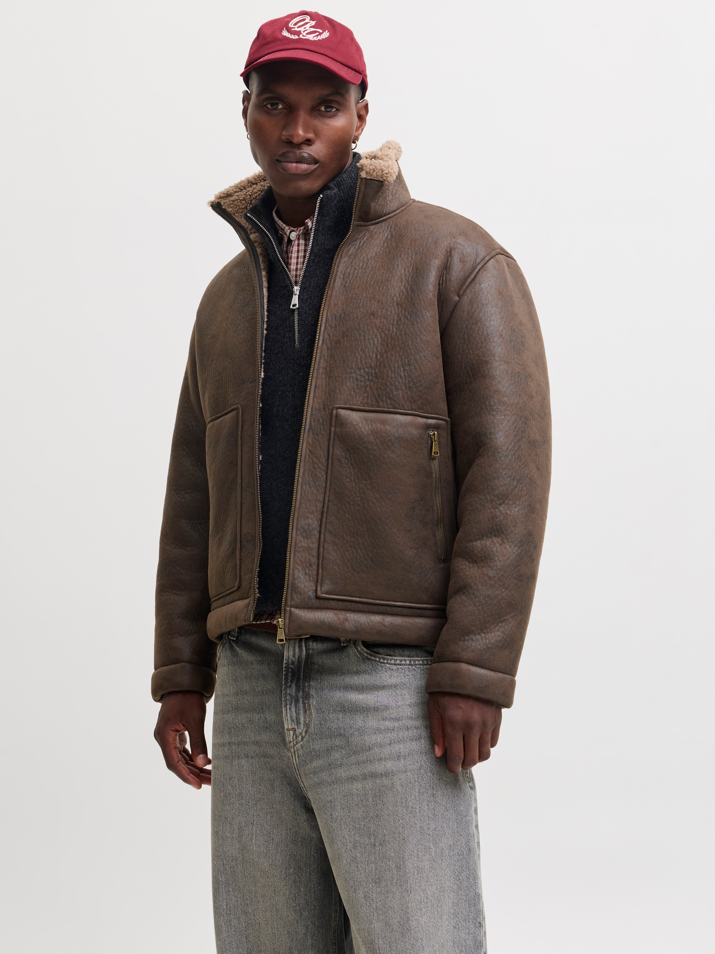 Jack & Jones Veste de pilote »JORSALAMANCO FLIGHT JACKET SN« Polyester, col intérieur en matière teddy