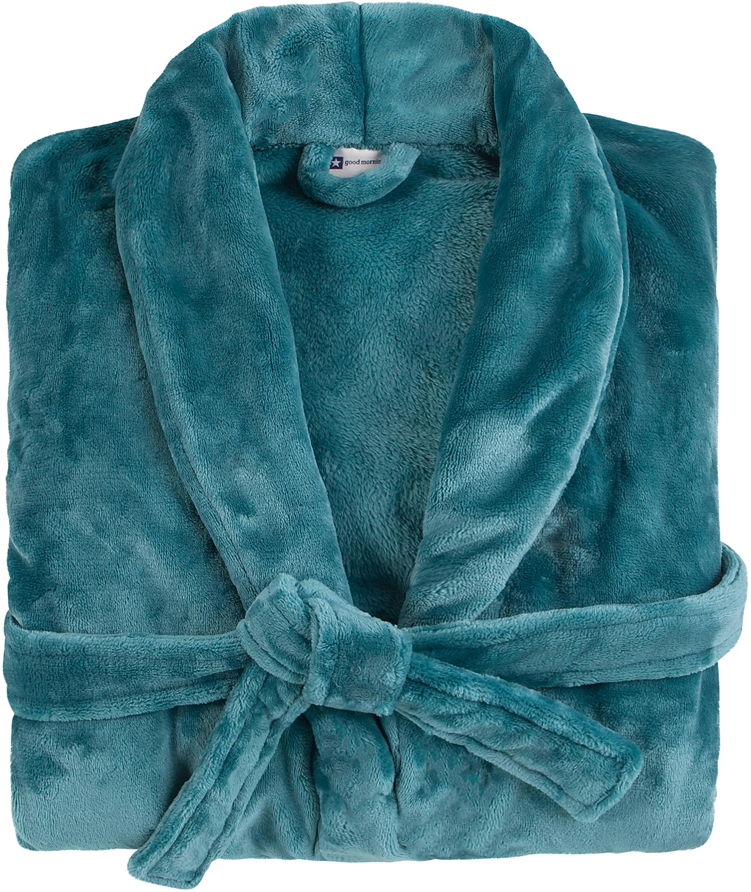 good morning Peignoir de bain »Good morning Bathrobe uni« Packung, 1x Bademantel, 1 cuis Schalkragen, Gürtel, Taschen, Damen & Herren, Velours, Glanz,