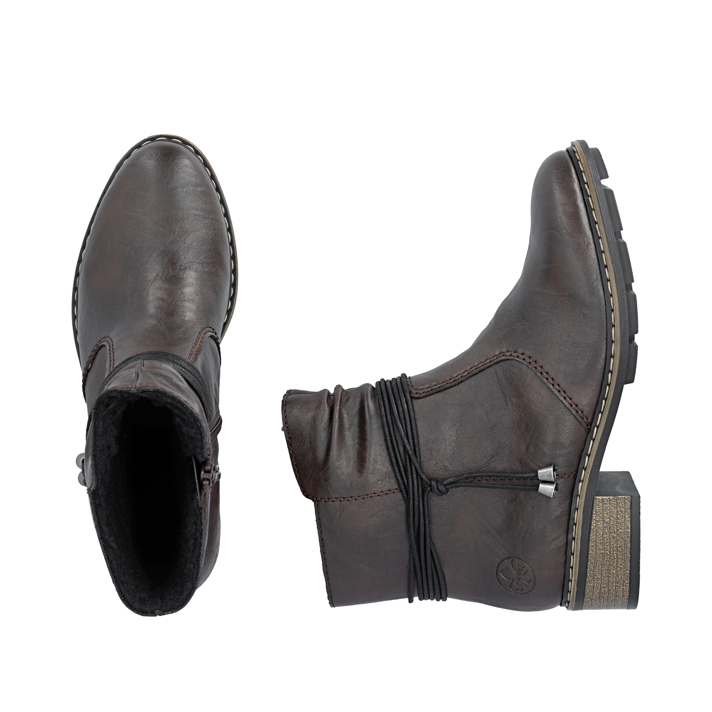 Rieker Winterstiefelette  Reissverschluss-Boots mit Zierkordel und slouchy Schaft