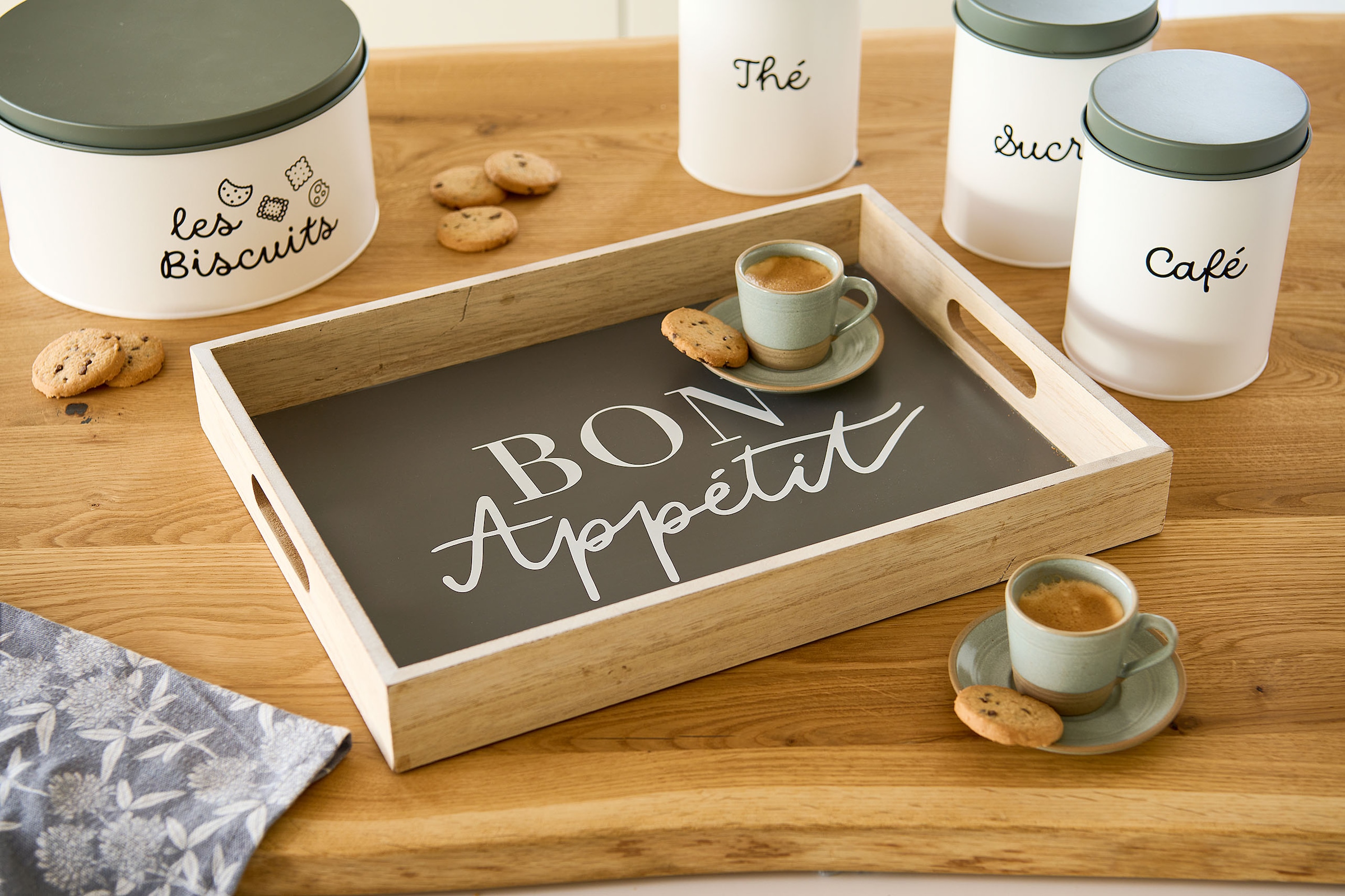 Zeller Present Plateau mit Aufdruck ''Bon Appetit'', 2 Grifflöcher