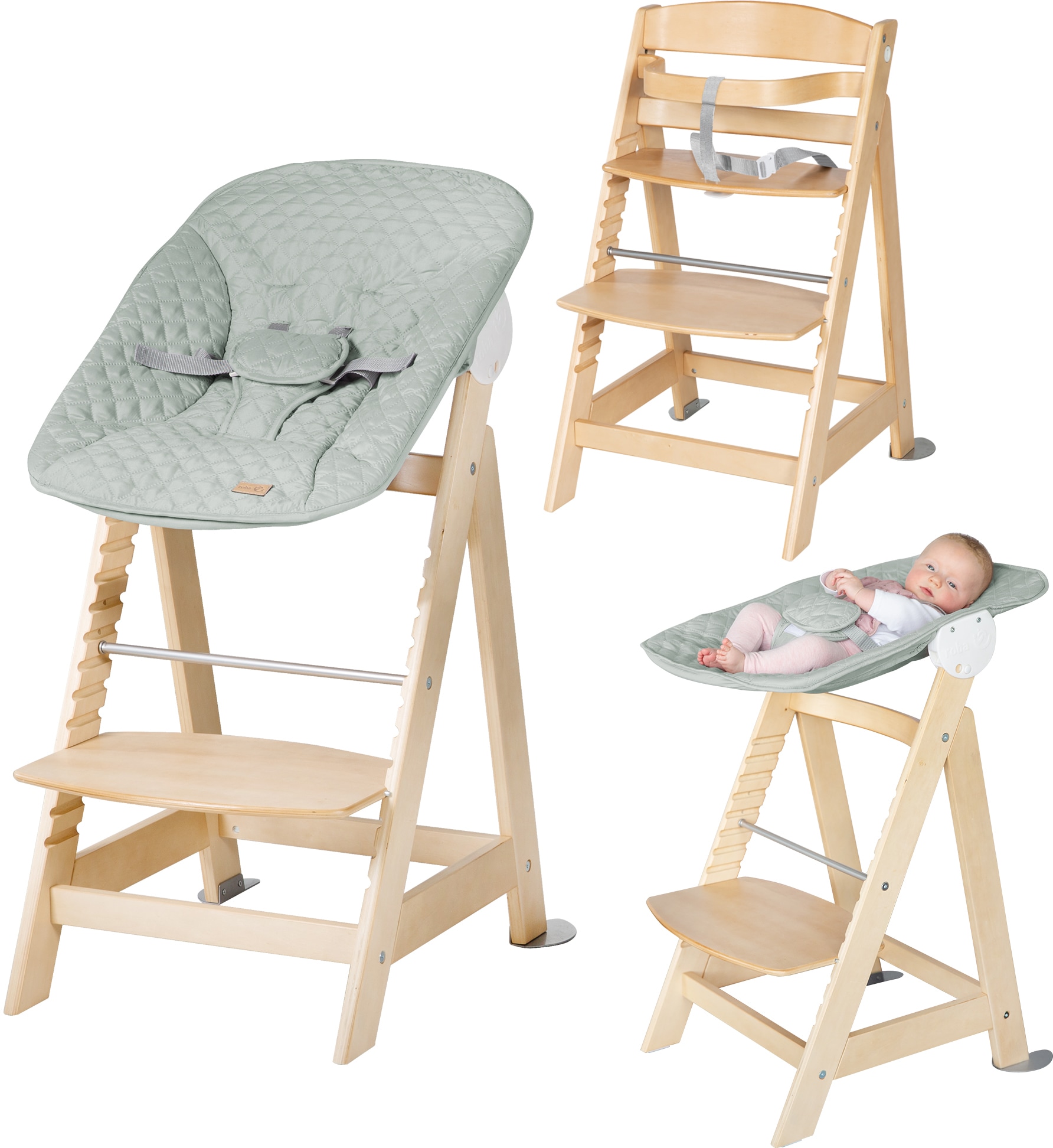 roba® Hochstuhl »Treppenhochstuhl 2-in-1 Set Style, Born Up«, mit Neugeborenen-Aufsatz