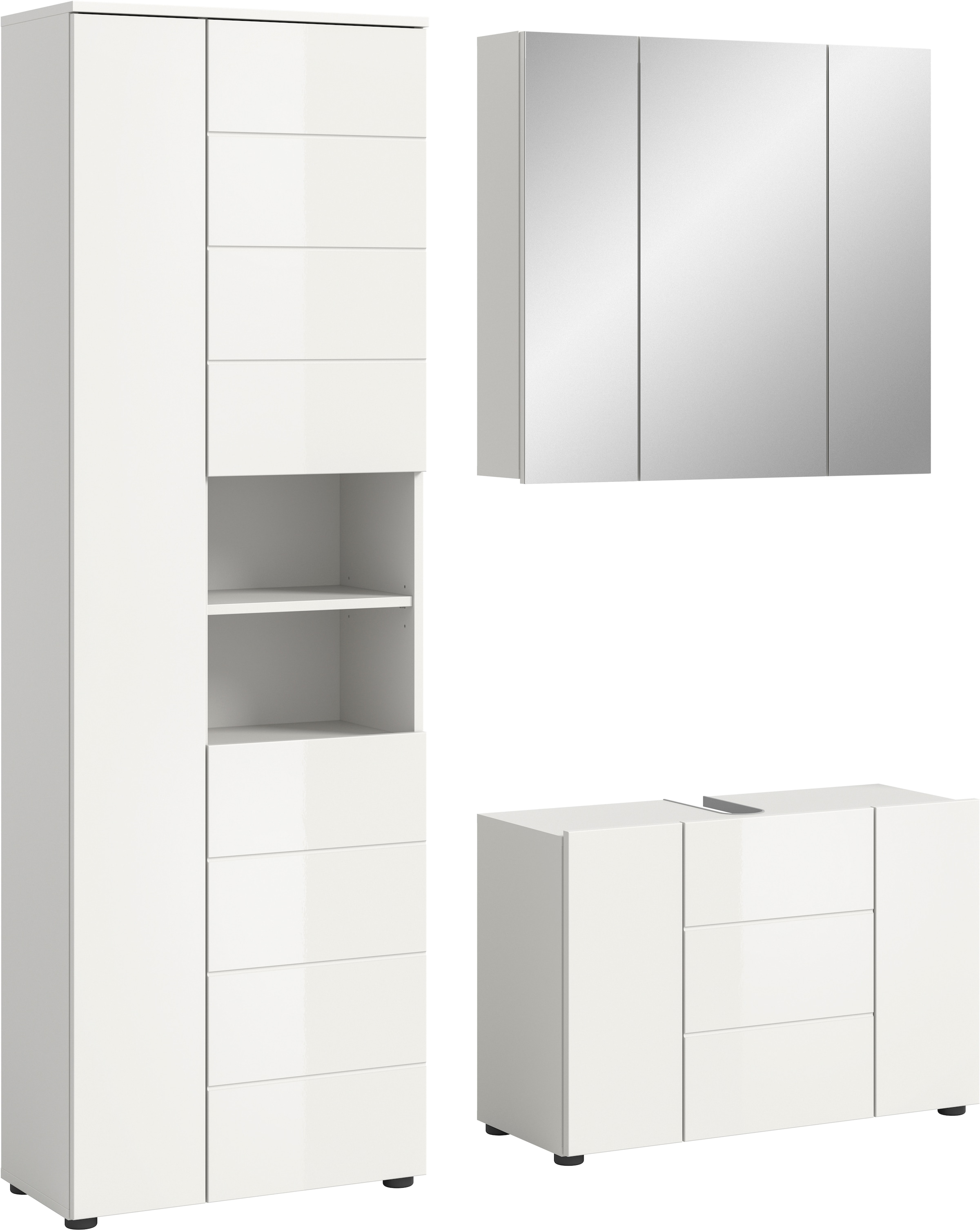 Image of welltime Badmöbel-Set "Biel, Höhe 190 cm, Hochschrank, Unterschrank, Spiegelschrank" 3 Stk. tlg.