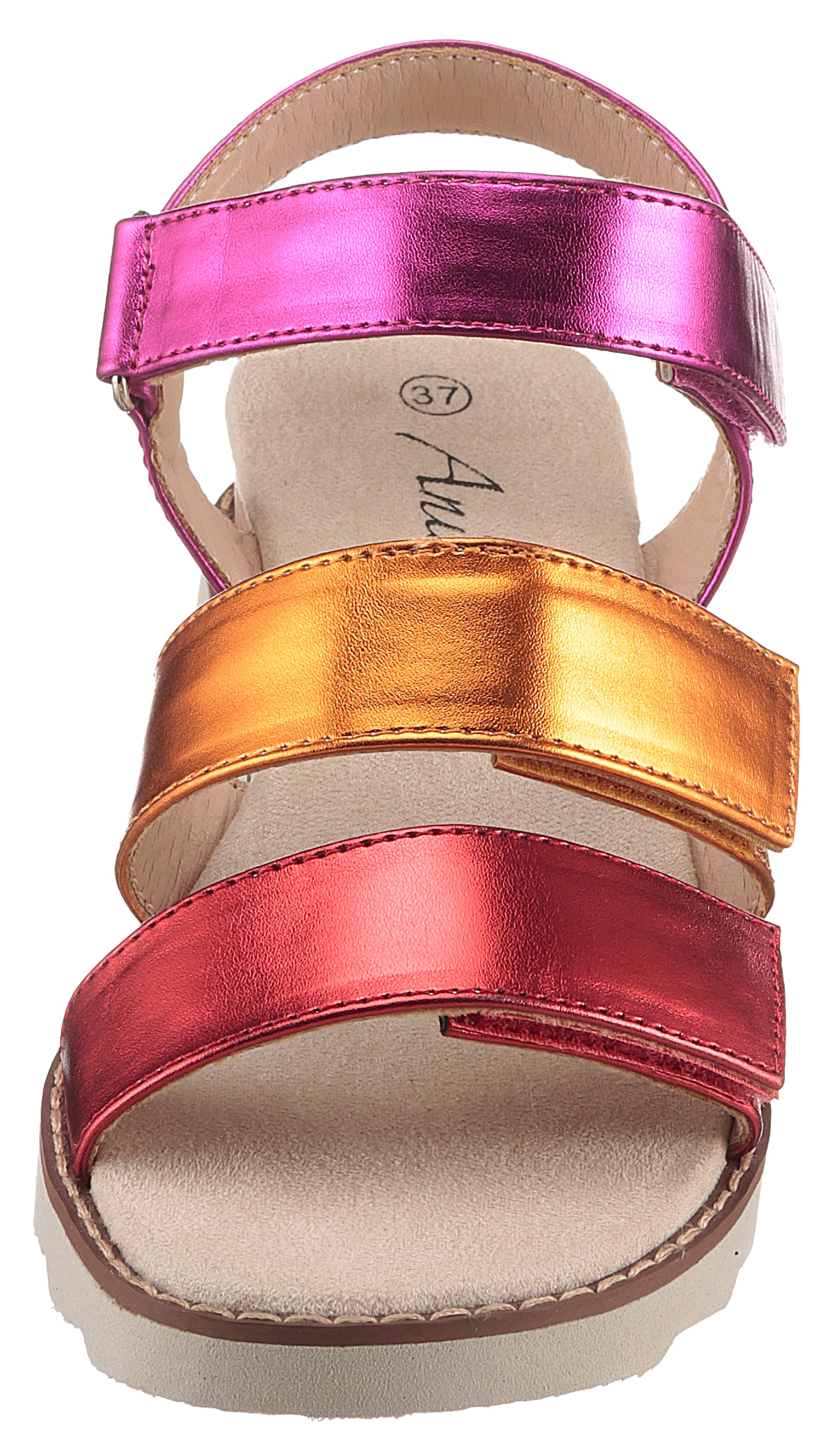 Aniston SHOES Keilsandalette, Sandale, Sommerschuh, Klettschuh, Metallic-Optik - NEUE KOLLEKTION