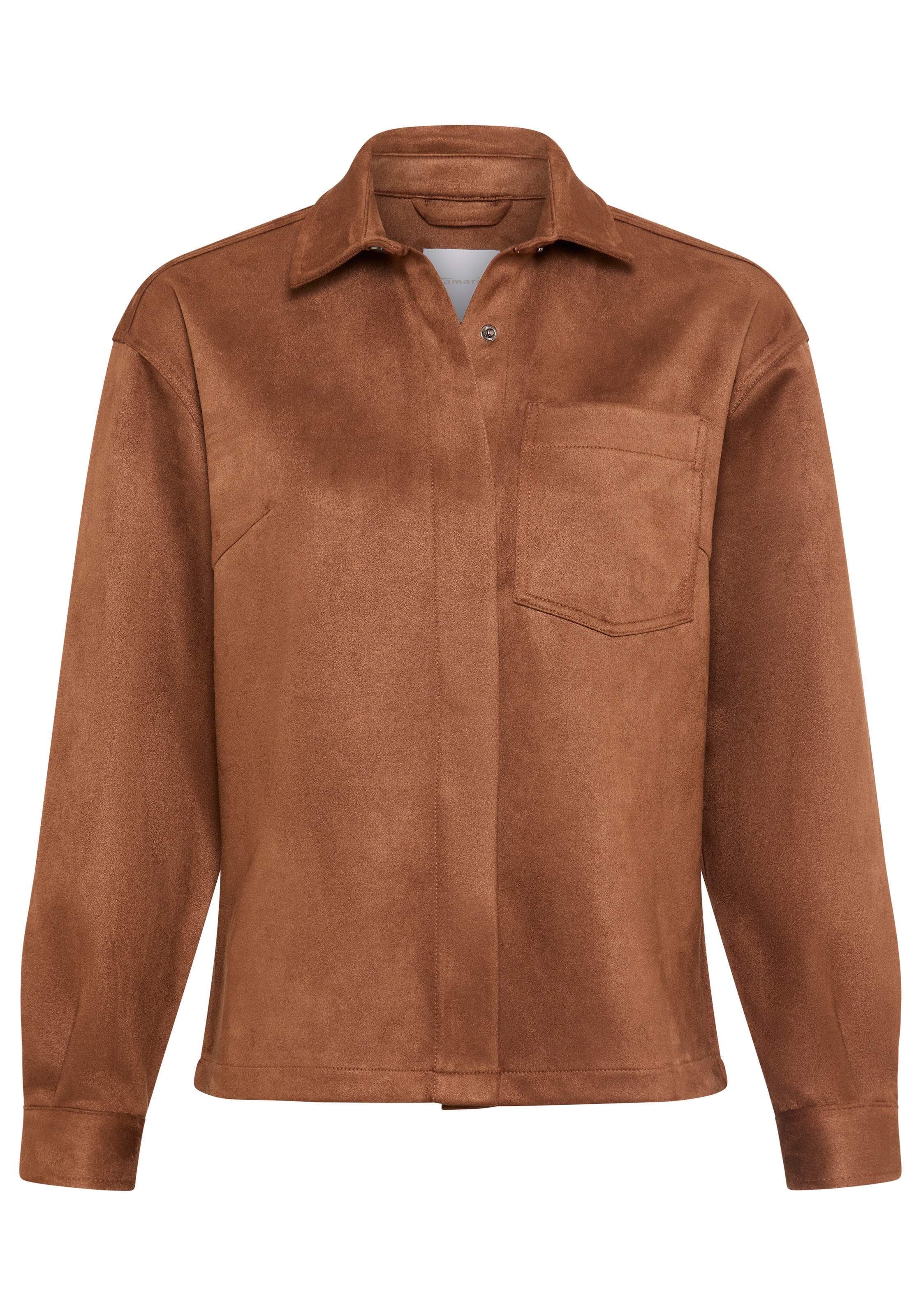 Tamaris Veste en imitation cuir »aus weichem Veloursleder-Imitat« Longueur couvrant les hanches, avec patte de boutonnage