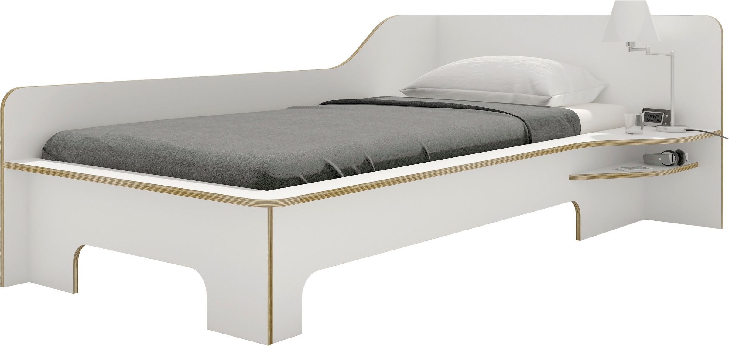 Image of Müller SMALL LIVING Funktionsbett »PLANE«, aus Birkenschichtholz mit geschwungenem Seitenteil bei Ackermann Versand Schweiz