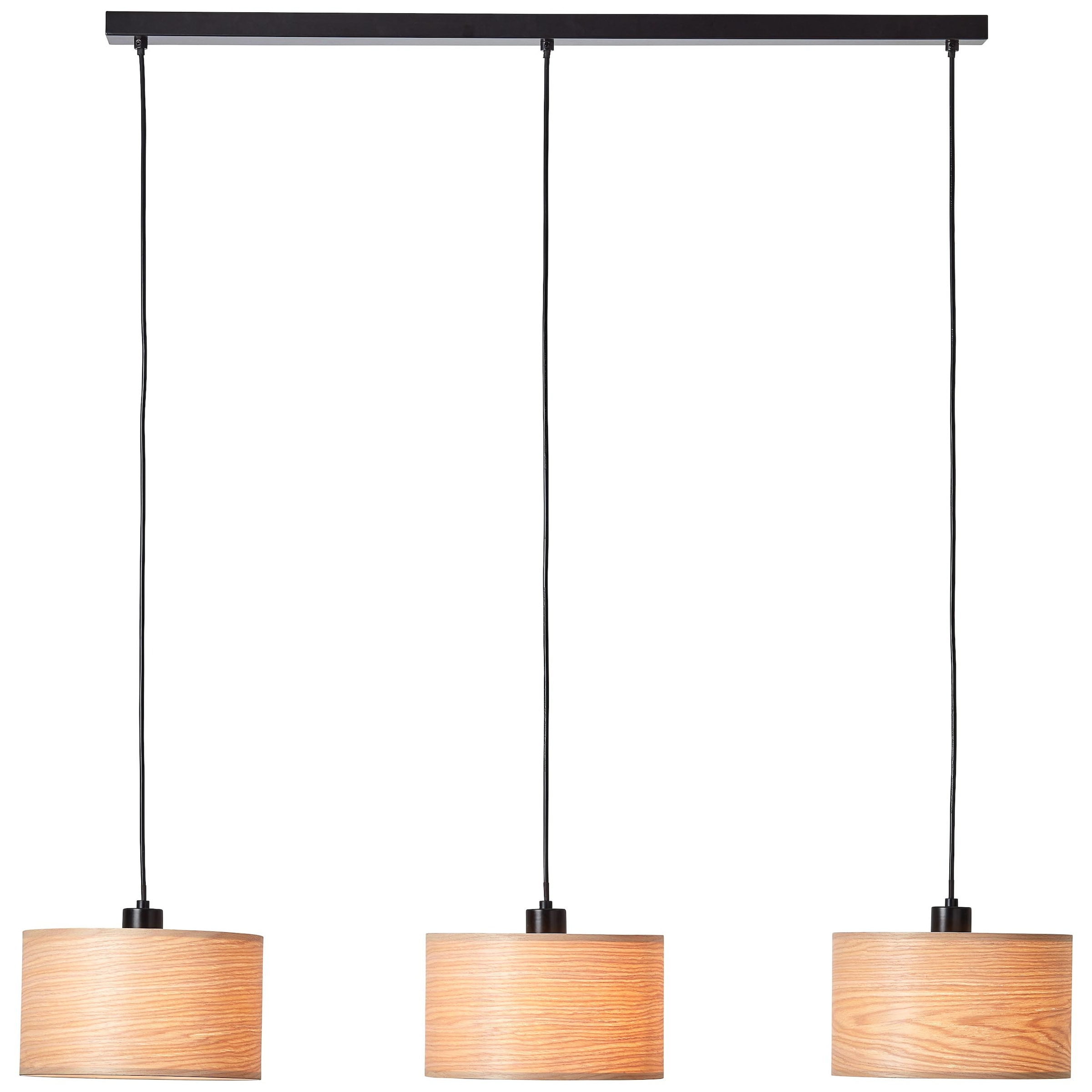 Brilliant Pendelleuchte »Romm« E27 1 Stk. 3flg holz hell/schwarz