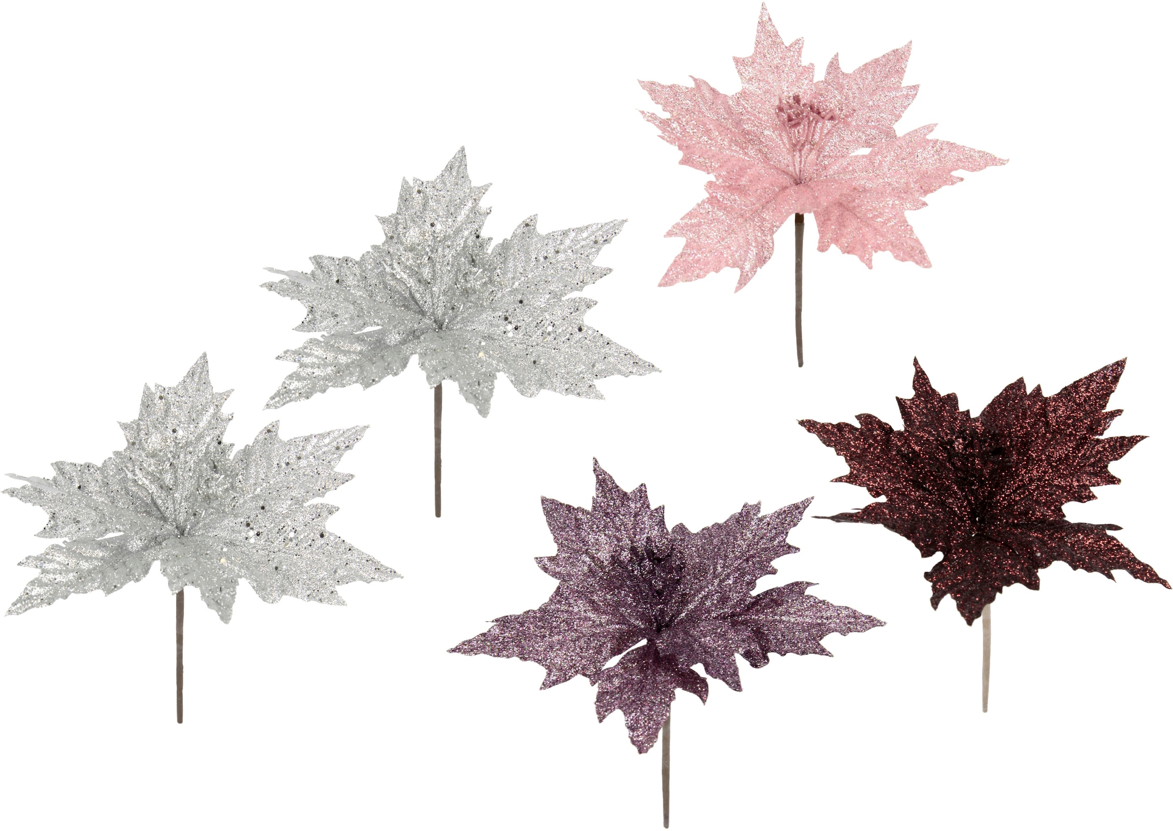 I.GE.A. Kunstblume »Poinsettia«, Kunstblume, Dekoblume, 5er Set
