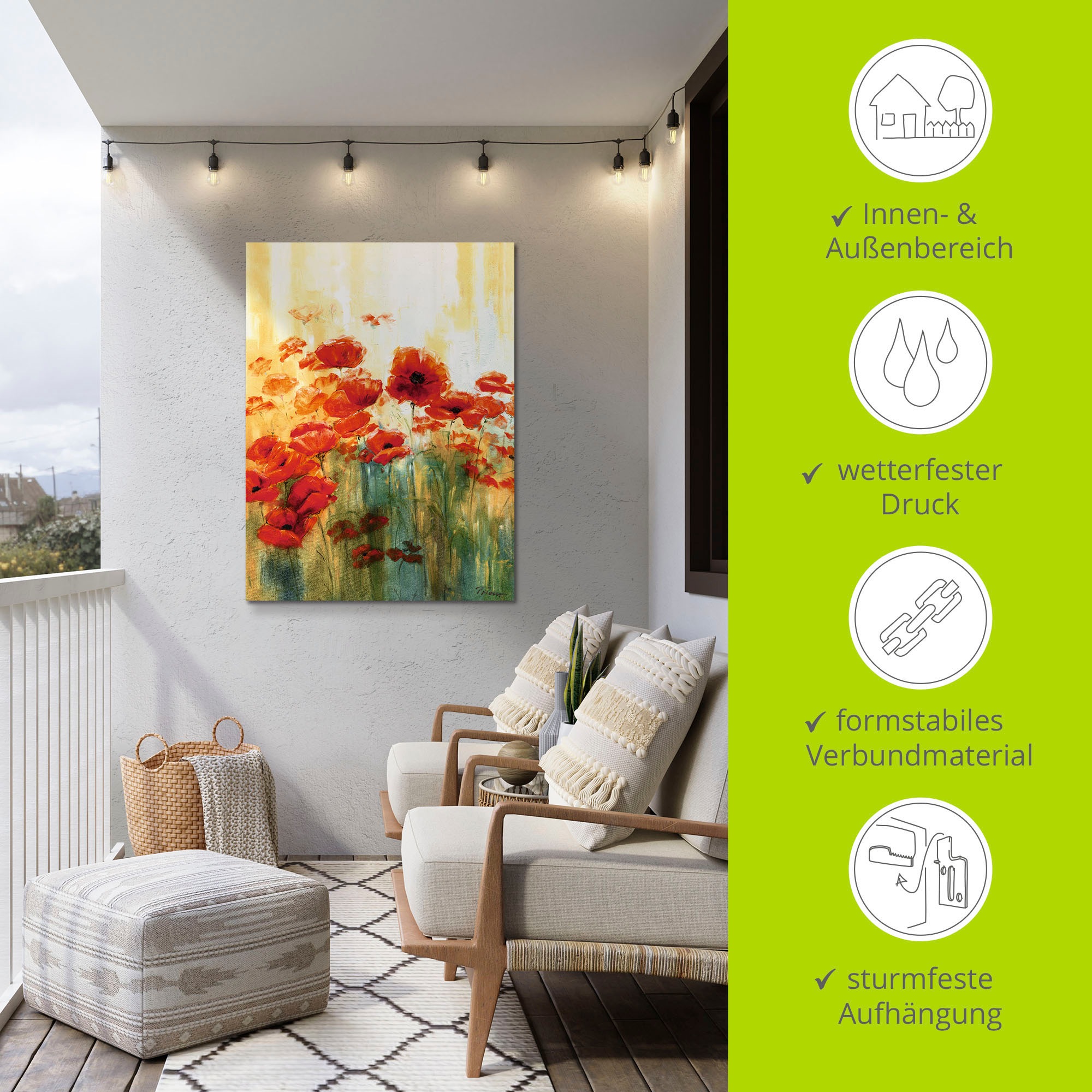 Artland Wandbild »Mohnwiese«, Blumen, (1 St.), als Alubild, Outdoorbild, Leinwandbild, Poster in verschied. Grössen