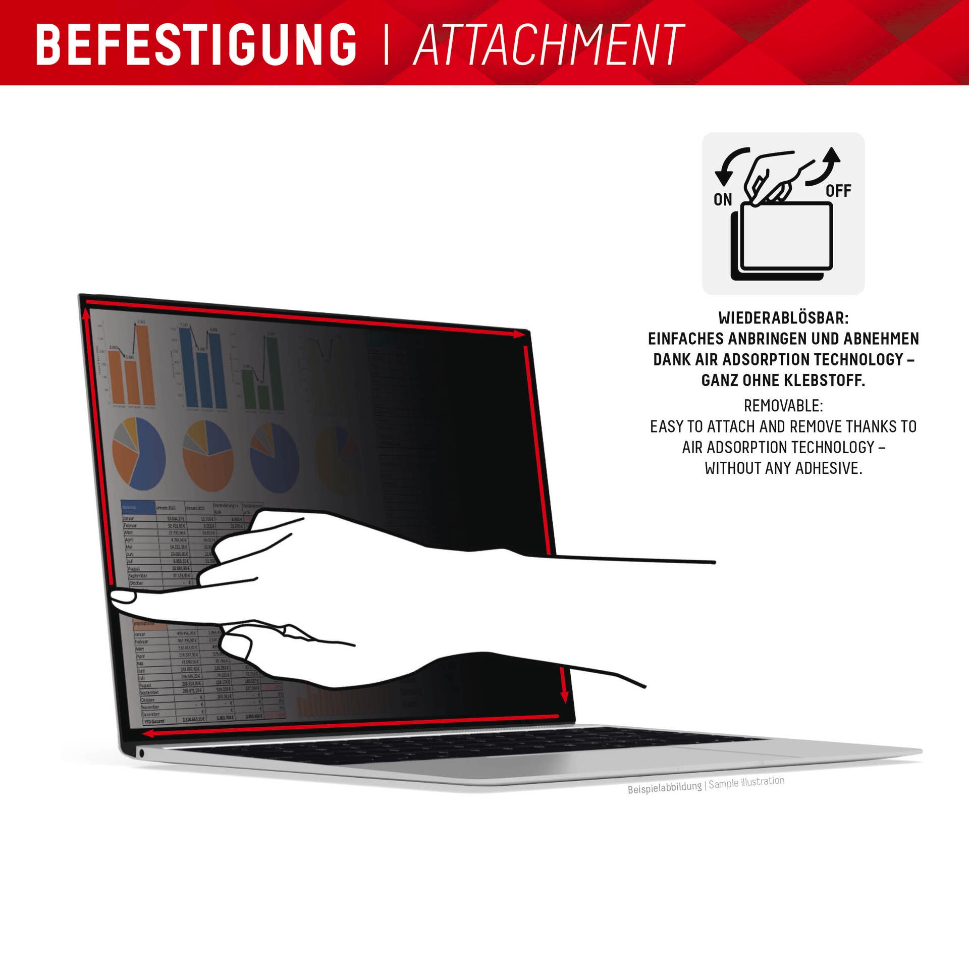 Displex Displayschutzfolie »Privacy Safe«, universal, 16:9, Blickschutzfolie, Schutzfolie, Bildschirmschutz