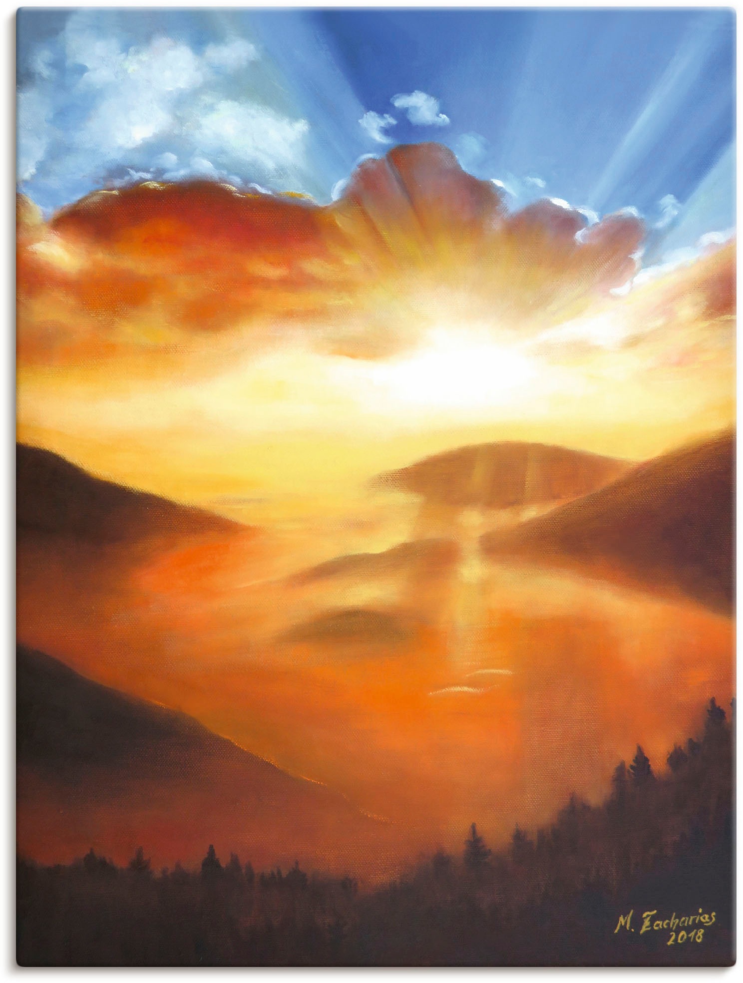 Image of Artland Leinwandbild "Erwachen in der Natur" Bilder vom Sonnenuntergang & -aufgang 1 Stk. tlg. auf Holzrahmen gespannt