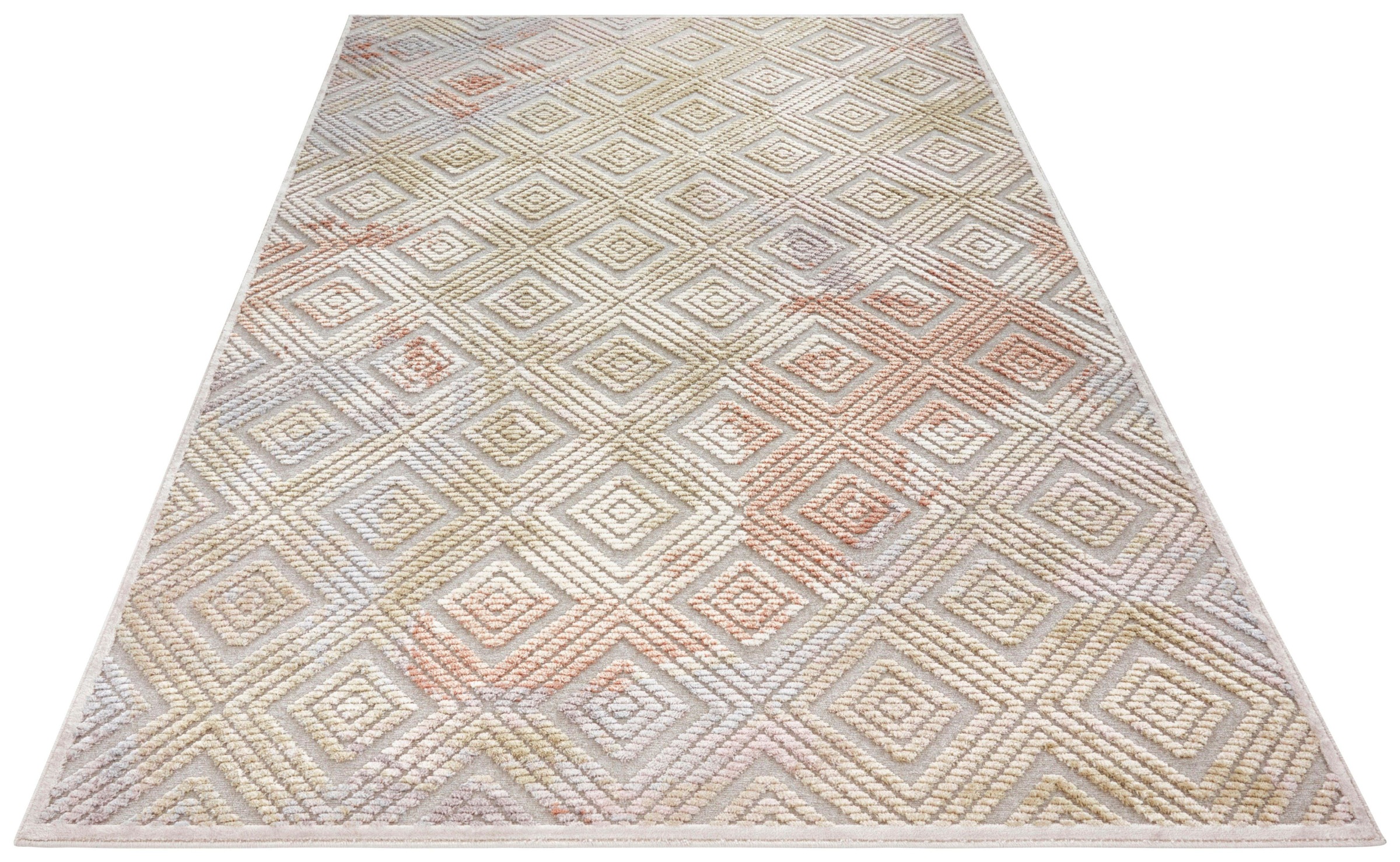 Image of ELLE DECORATION Teppich »Isère«, rechteckig, 8 mm Höhe, Kurzflor, weicher Velour, Geometrisches Muster, Hoch-Tief Struktur, Wohnzimmer, Schlafzimmer, Robust, Pflegeleicht bei Ackermann Versand Schweiz