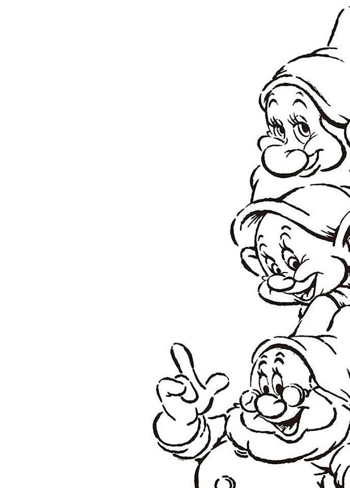 Image of Komar Bild "Snow White Dwarves" Disney 1 Stk. tlg. Wandbild zur Dekoration im Kinderzimmer - ohne Rahmen