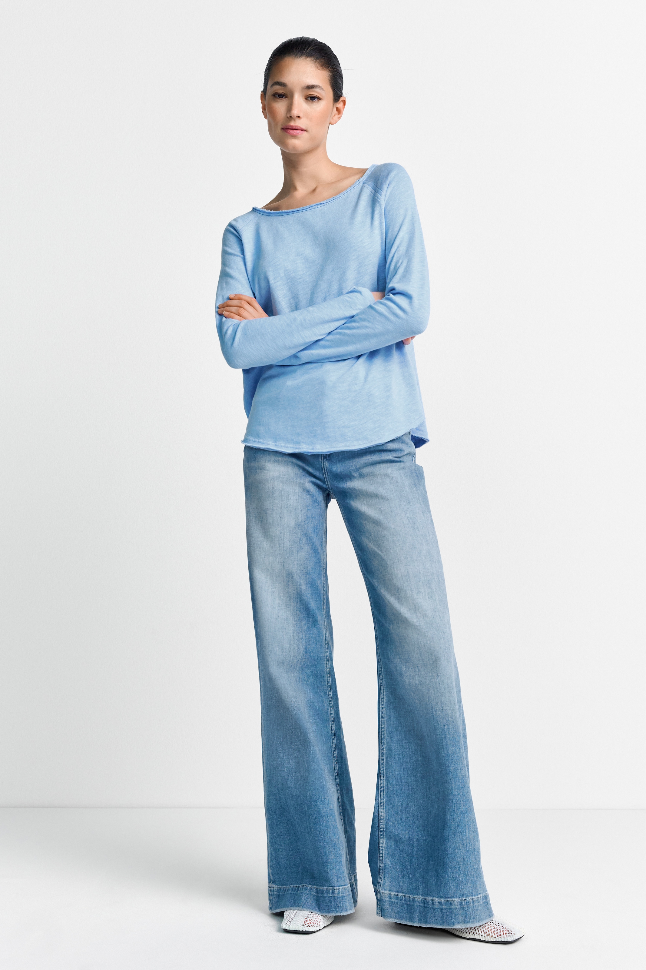 RICHROYAL T-shirt à manches longues »2409 O HJ LS« mit offener Ausschnittkante und Saum