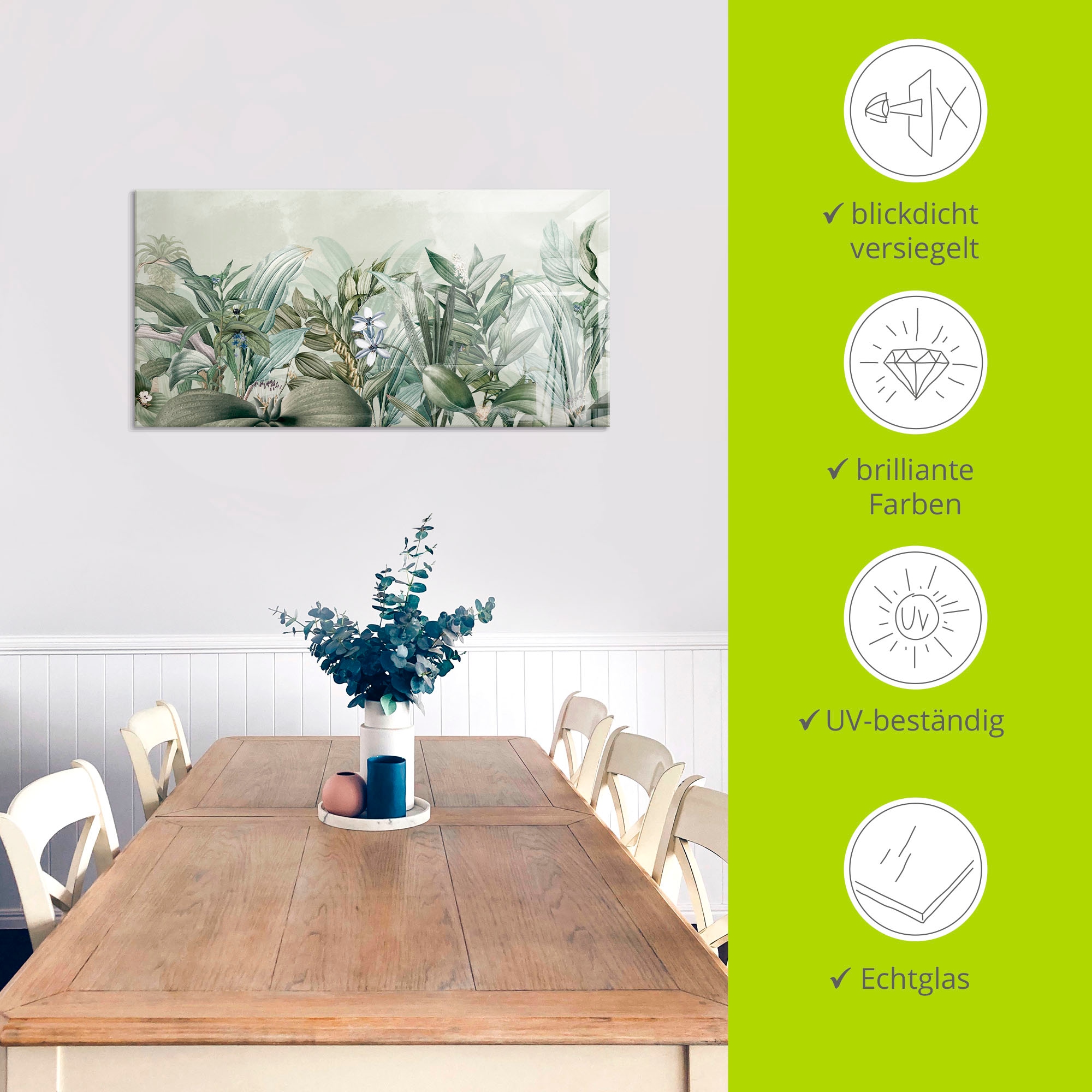 Artland Glasbild »Exotischer Floral Garten Landschaft« Blumenwiese 1 Stk. tlg. in verschiedenen Grössen