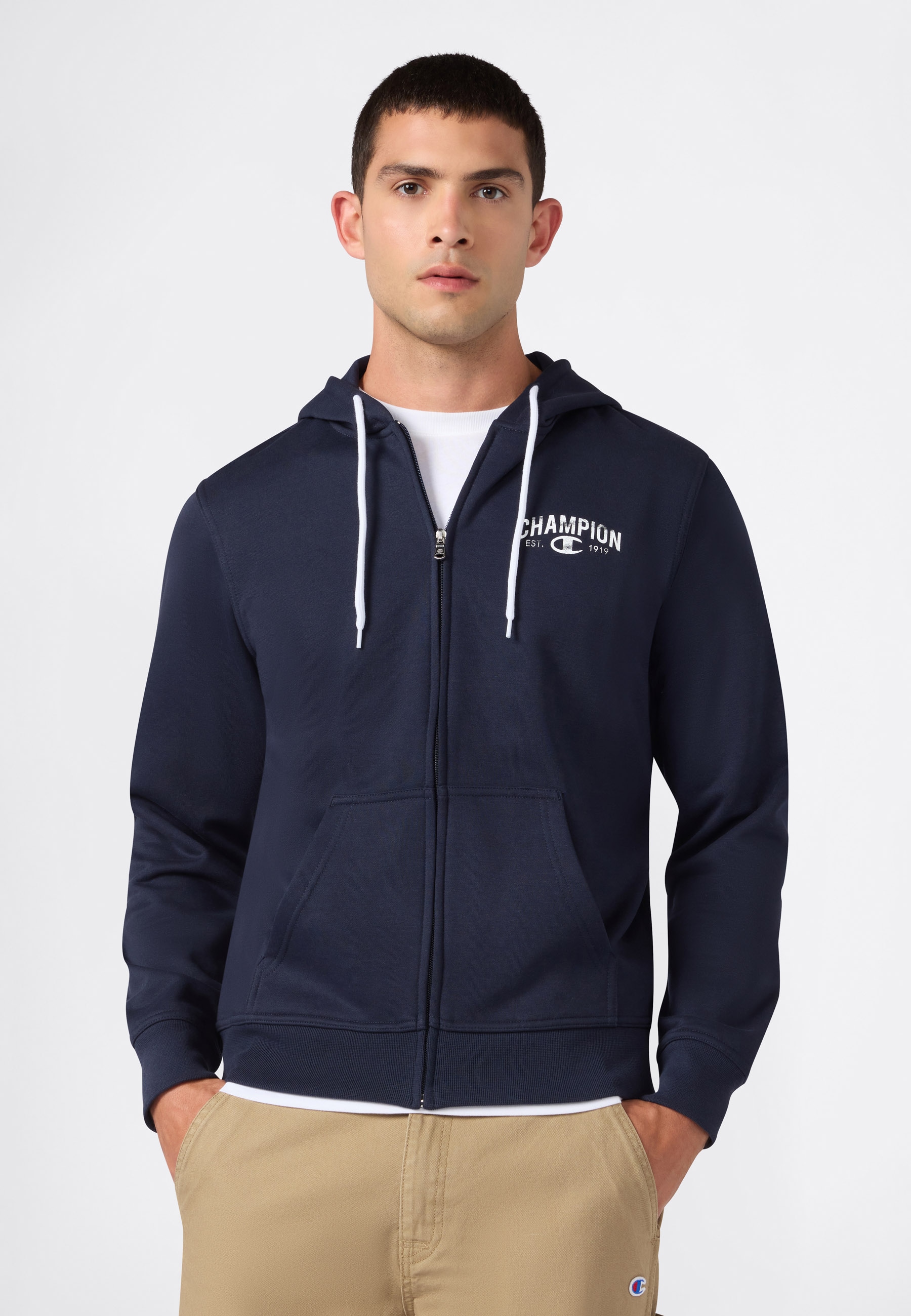Image of Champion Kapuzensweatjacke "SPORTWEAR ZIP-UP HOODIE Standard Fit" mit durchgehendem Reissverschluss, Langarm-Design, Standard Fit