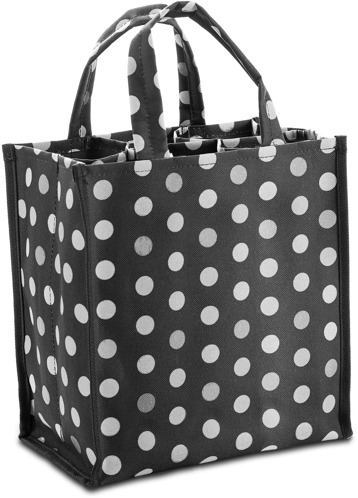 Genius Panier à biberons »Flaschentasche, grau mit weissen Punkten« praktische Tragetasche zum Transportieren von bis zu 6 Flaschen