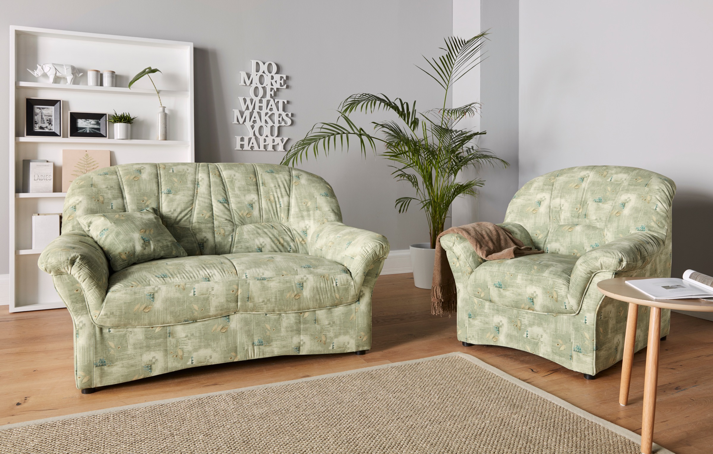 DOMO collection Polstergarnitur "Bahia belastbar bis 140kg/ Sitz, mit Federkern" Set, Microfaser MELROSE, mocca