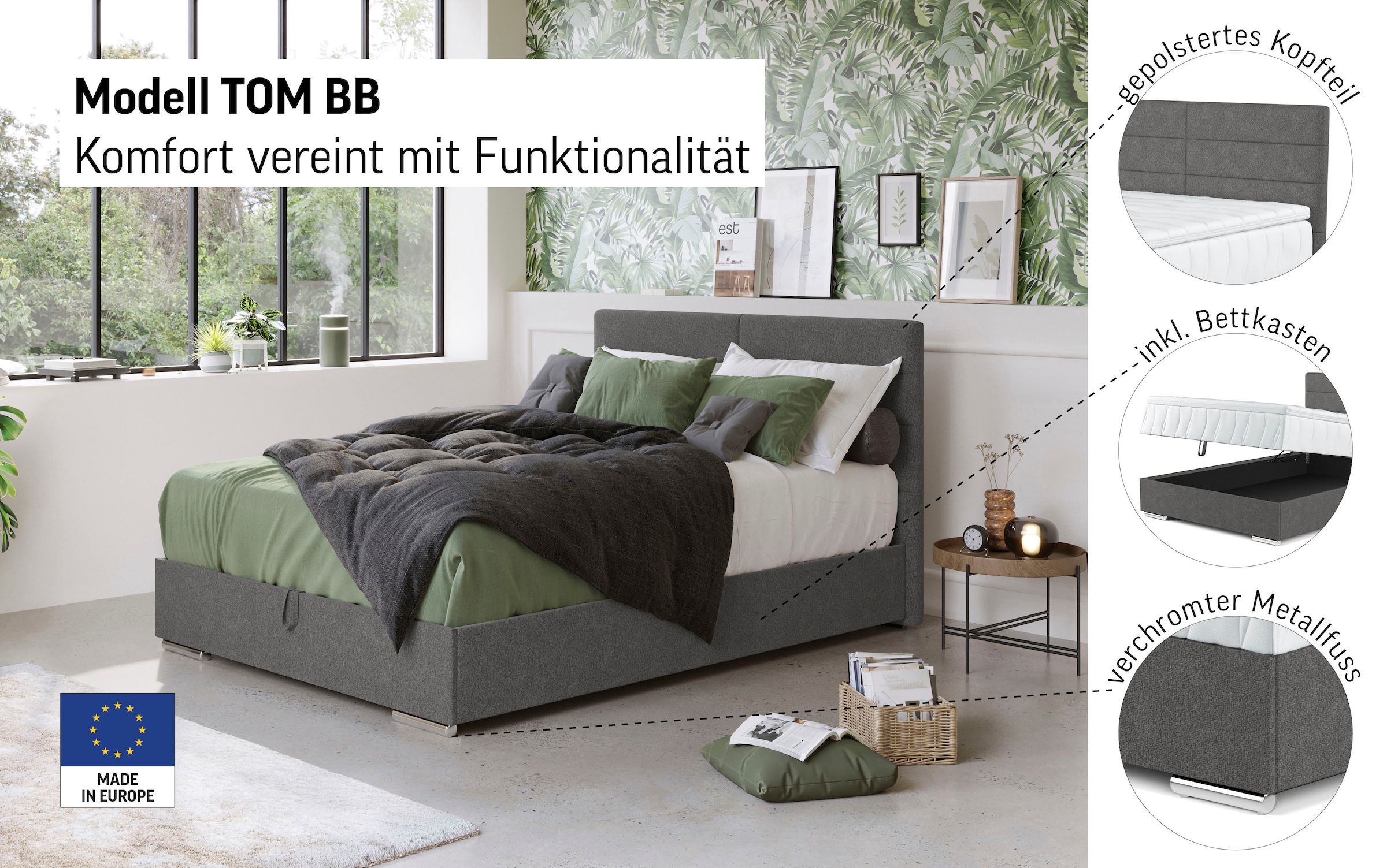COTTA Boxbett »Tom mit Bettkasten, Topper und Zierkissen« Bestseller, Unser Dauertiefpreis