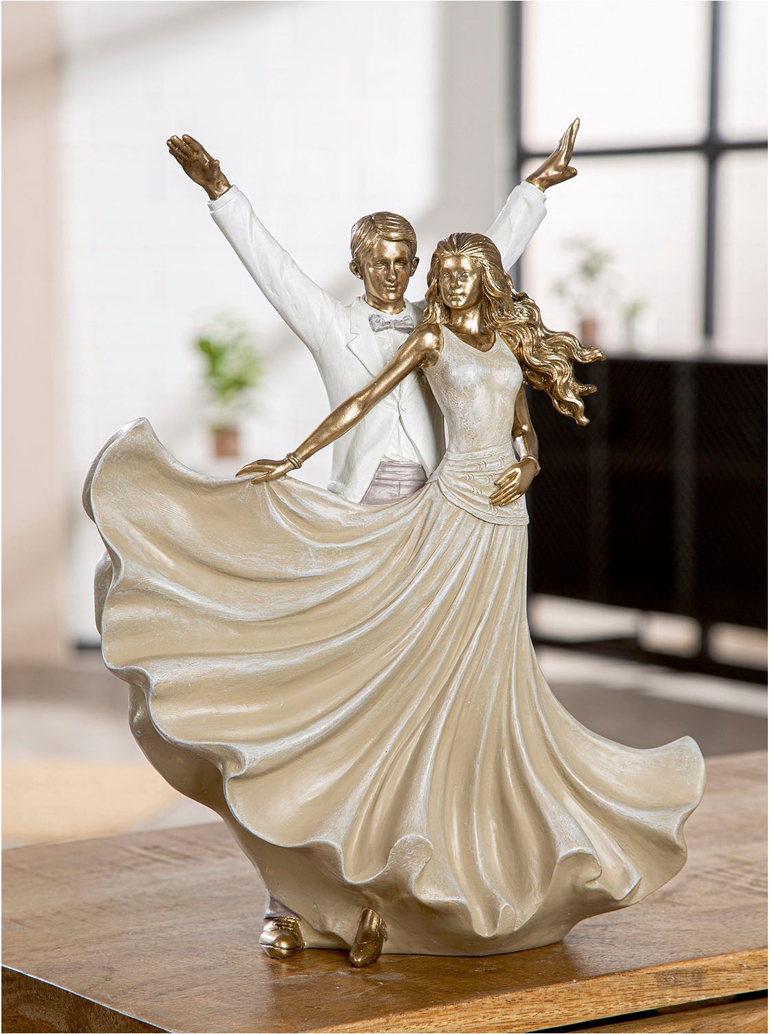 GILDE Figurine de décoration »Figur Tänzer Salsa goldfarben«