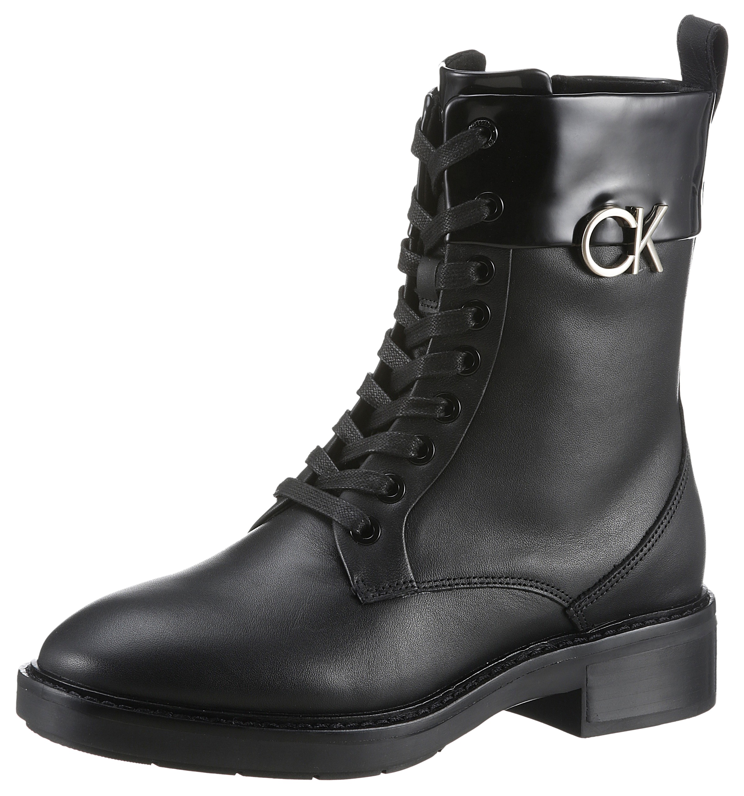 Calvin Klein Schnürstiefelette »RUBBER SOLE COMBAT BOOT W/HW«, mit CK-Metall-Logo-Calvin Klein 1