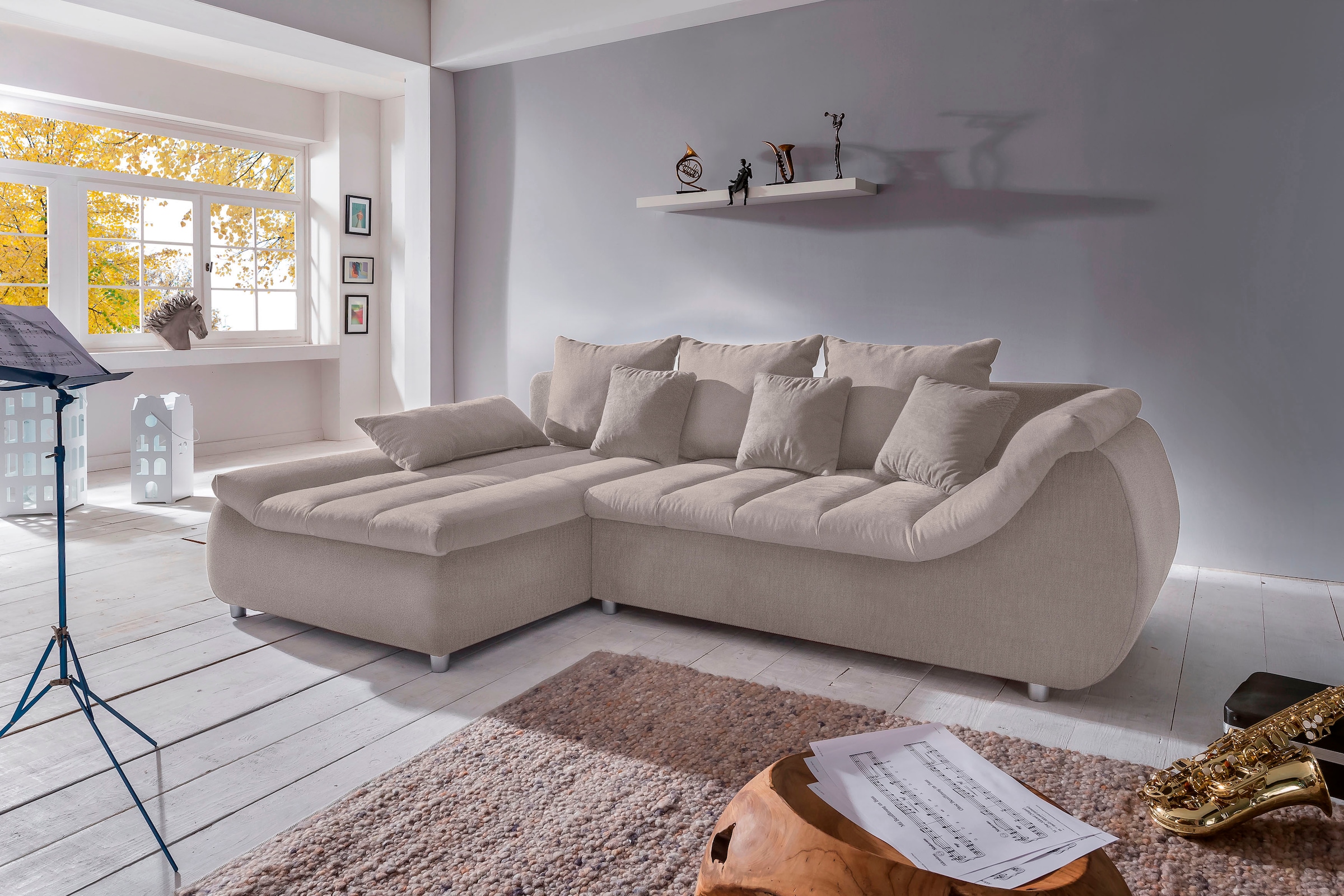 Image of Home affaire Ecksofa "Imola, bequem, aktuelle Steppung im Sitz, L-Form, Breite 270cm" wahlweise mit Bettfunktion
