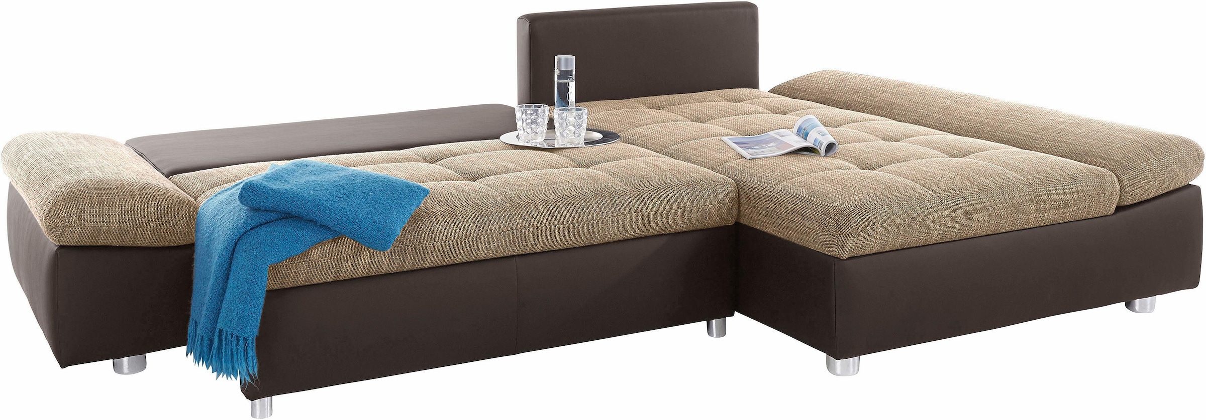 sit&more Ecksofa »Bergamo L-Form«, wahlweise mit Bettfunktion, Bettkasten und Armteilfunktion