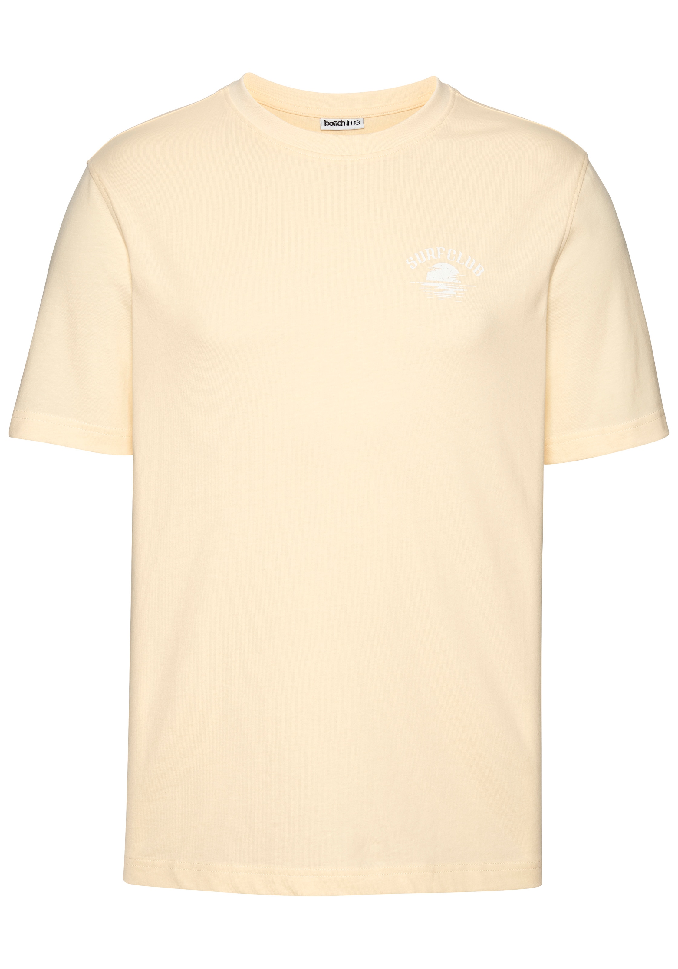Beachtime T-Shirt », Printshirt« Kurzarm, mit stylischem Print, Rundhalsausschnitt, aus Baumwolle