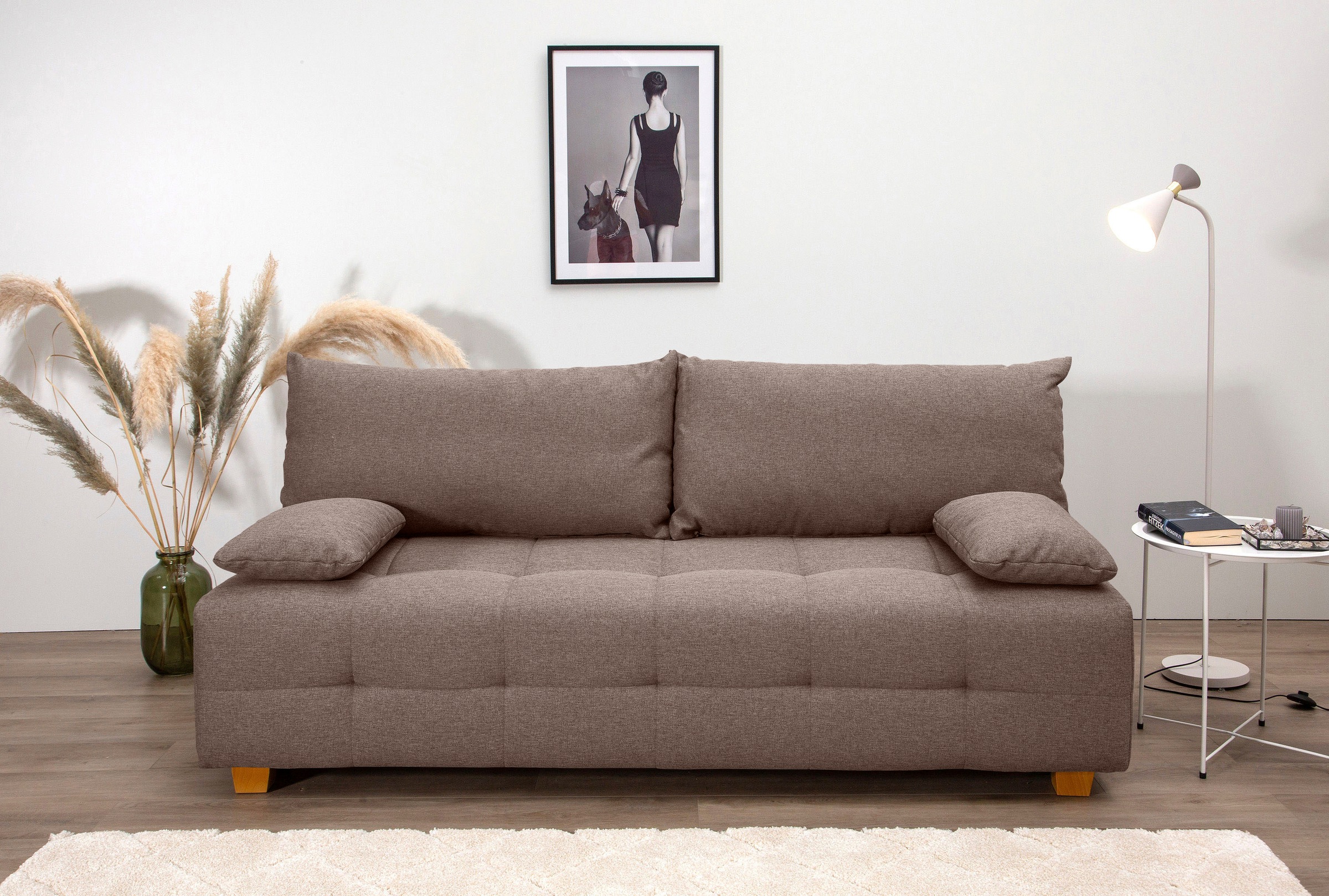 Image of COLLECTION AB Schlafsofa "Bella, B: 196 cm, Liegefl. 145x196 cm" Bettfunktion, Bettkasten & 2 Armlehnenkissen, Federkern