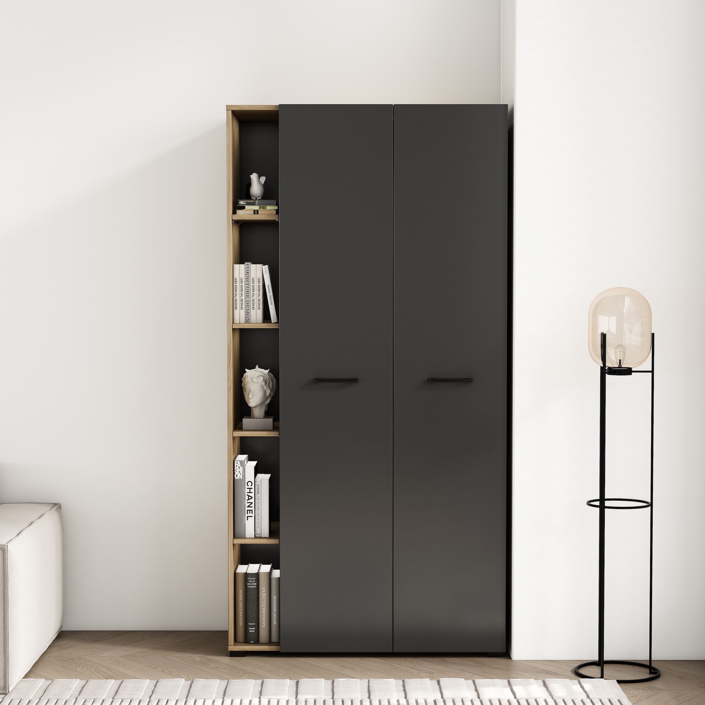 GOODproduct Computerschrank »Moid« Set,  PC-Schrank, mit zwei Türen, mit Tastaturauszug, B 88 cm