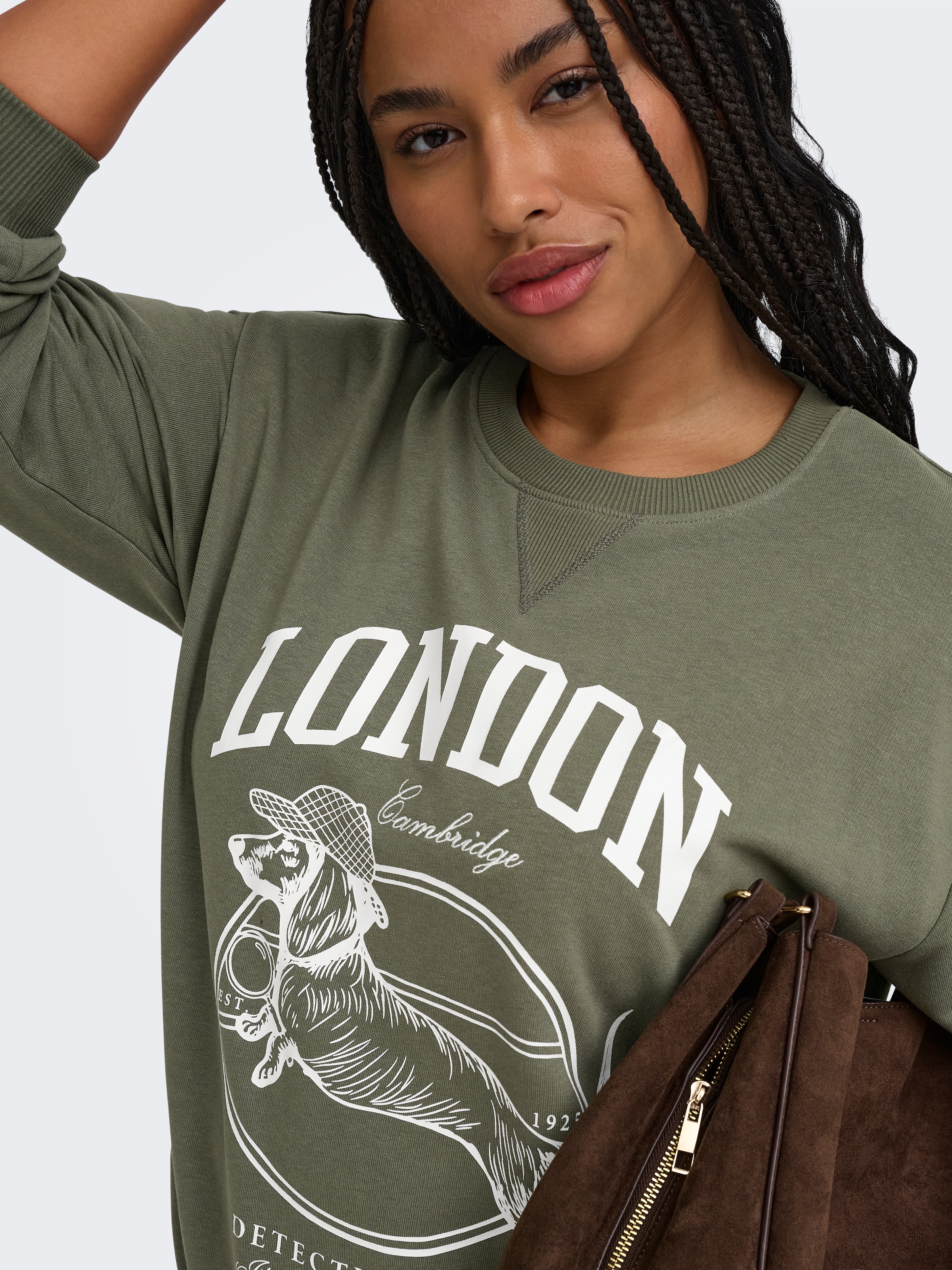 ONLY CARMAKOMA »CARAMELIA LS O-NECK SWEAT JRS«, mélange coton, coupe régulière
