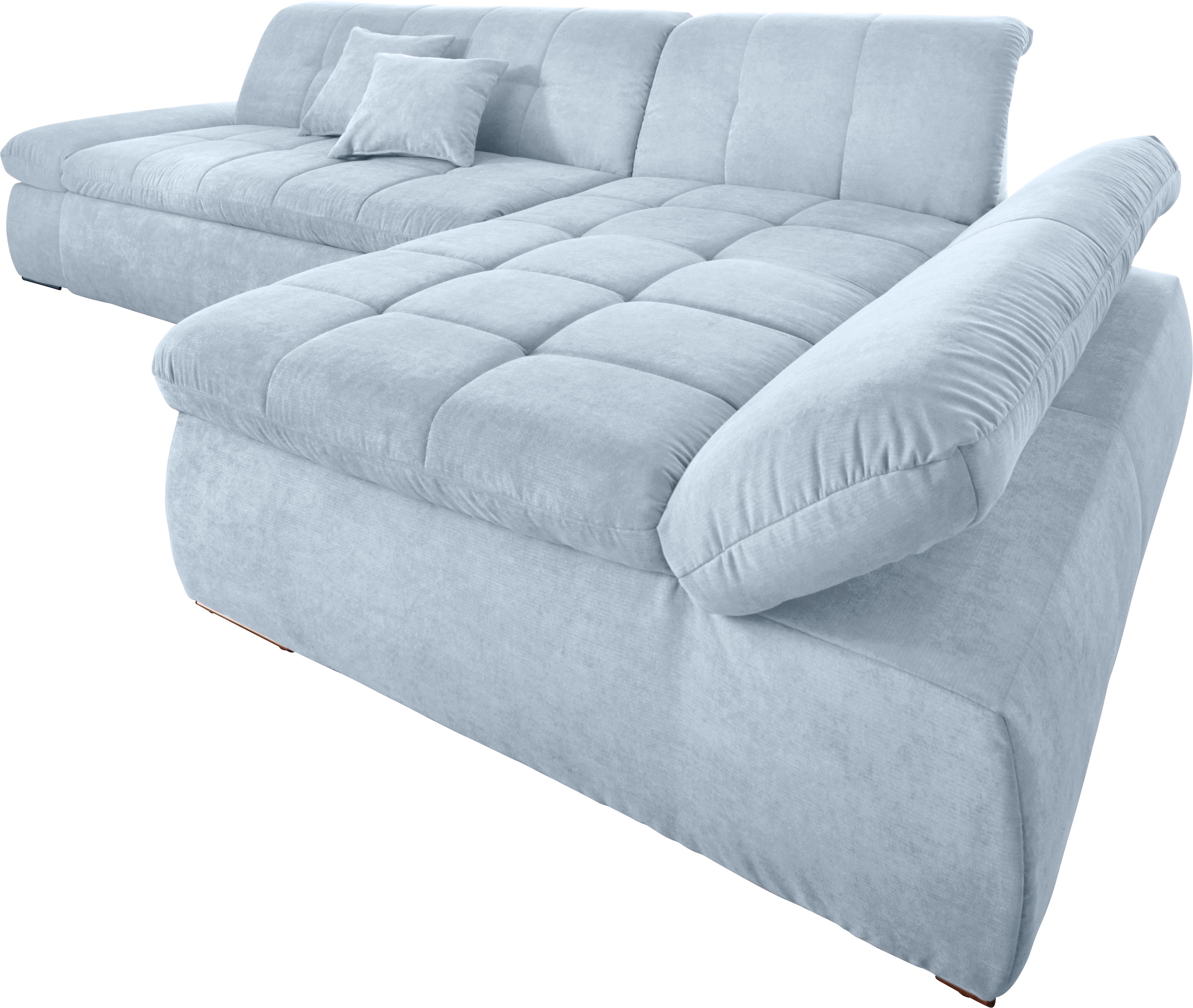 DOMO collection Ecksofa »NMoric XXL, B/T/H: 300/172/80cm, Revamierenabschluss L-Form«, wahlweise mit Bettfunktion und Armlehnverstel,lung