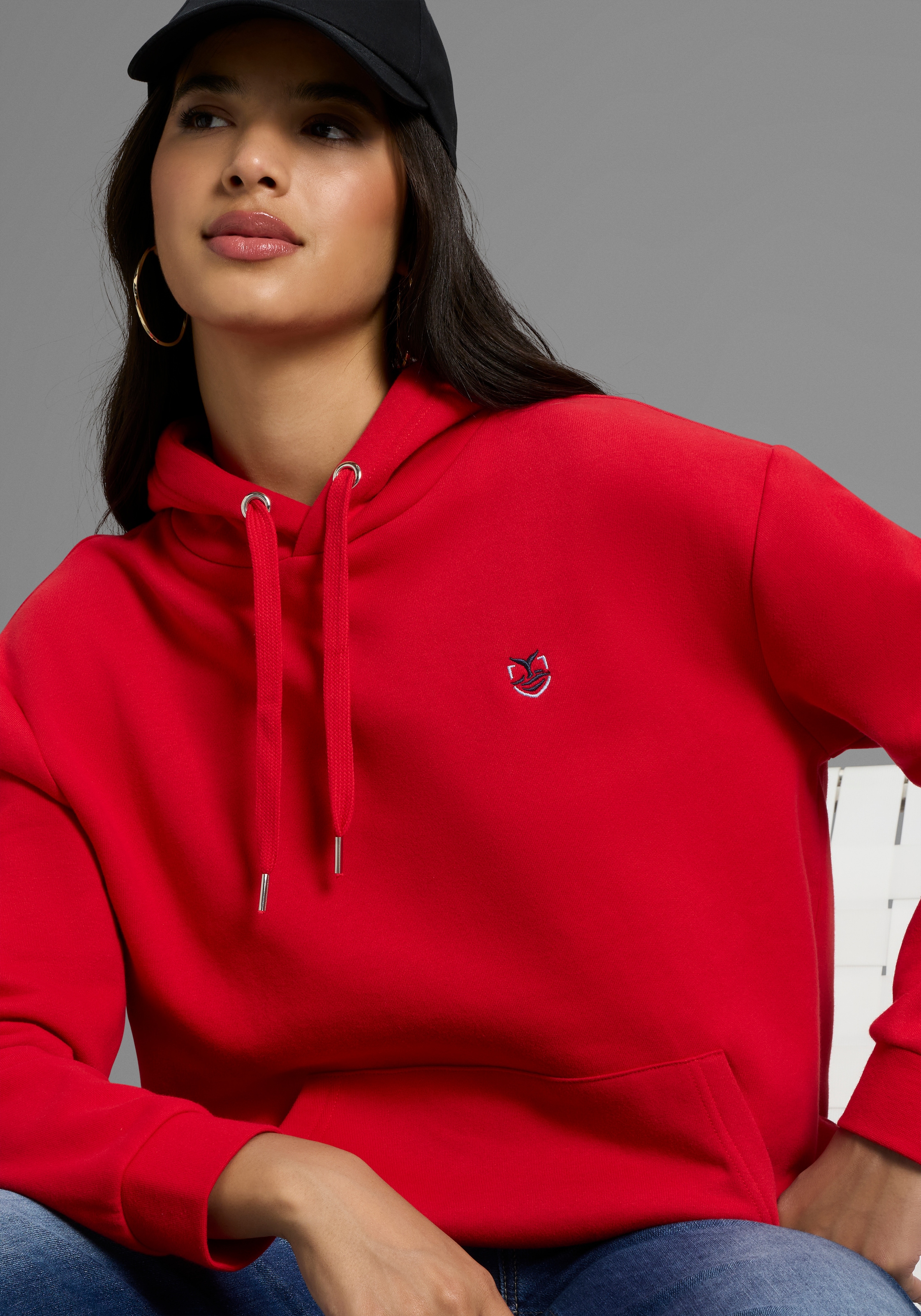 DELMAO Kapuzensweatshirt, Weiche Baumwollmischung mit Kängurutasche & Kapuze