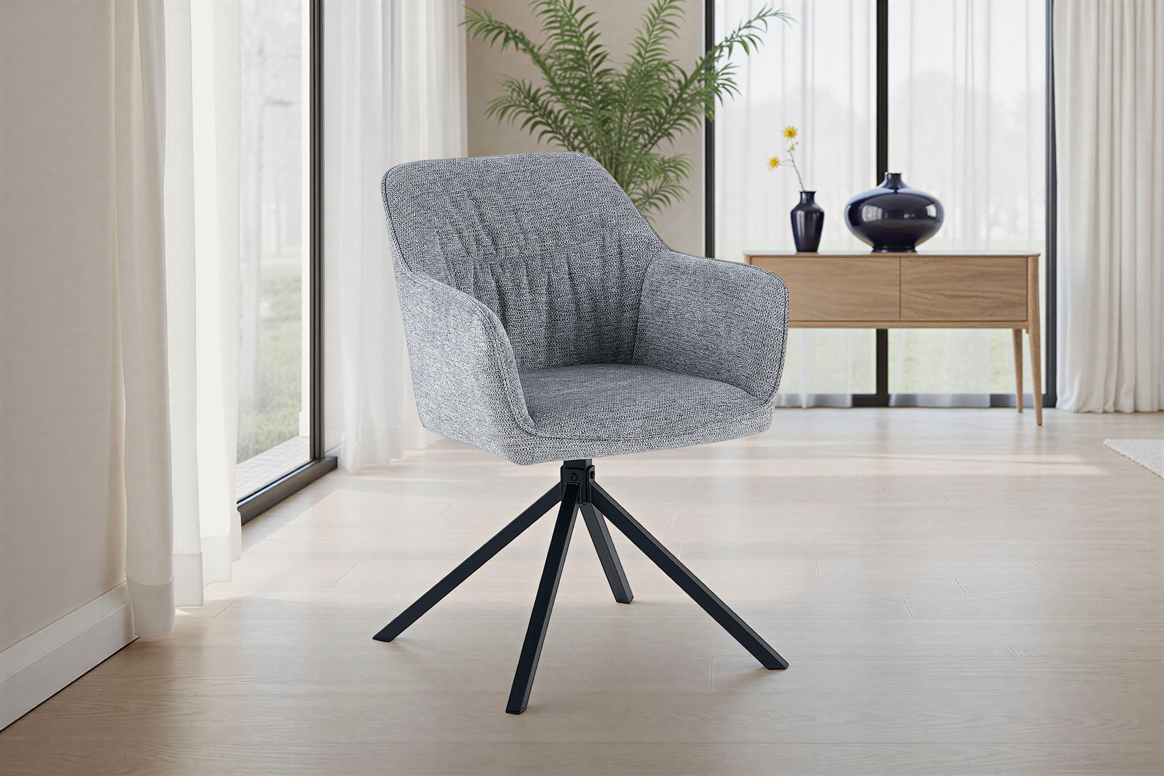 GOODproduct Esszimmerstuhl »Turin« (Set) 2 Stk.moderner Stuhl, 360 Grad drehbar, mit hochwertigem Strukturstoff