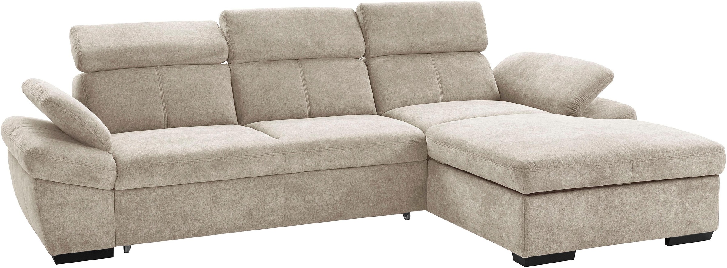 exxpo - sofa fashion Ecksofa »Salerno, inkl. Kopf- und Armteilverstellung, elegant & bequem, L-Form«, wahlweise mit Bettfunktion und Bettkasten, tolle Detailverarbeitung