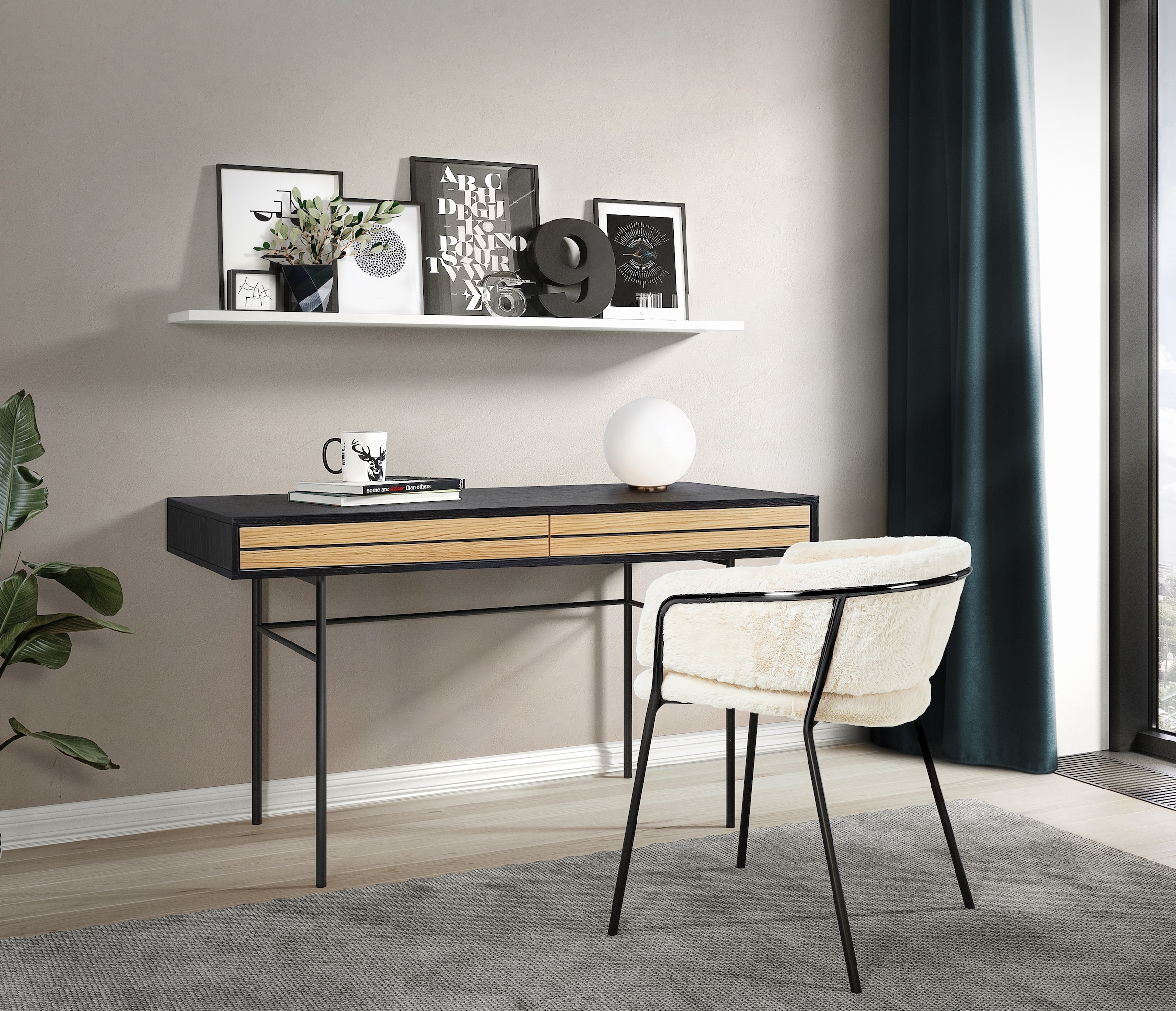 Image of Woodman Schreibtisch "Stripe" Kombination von Metall & Holz, Breite 130 cm, FSC-zertifiziert
