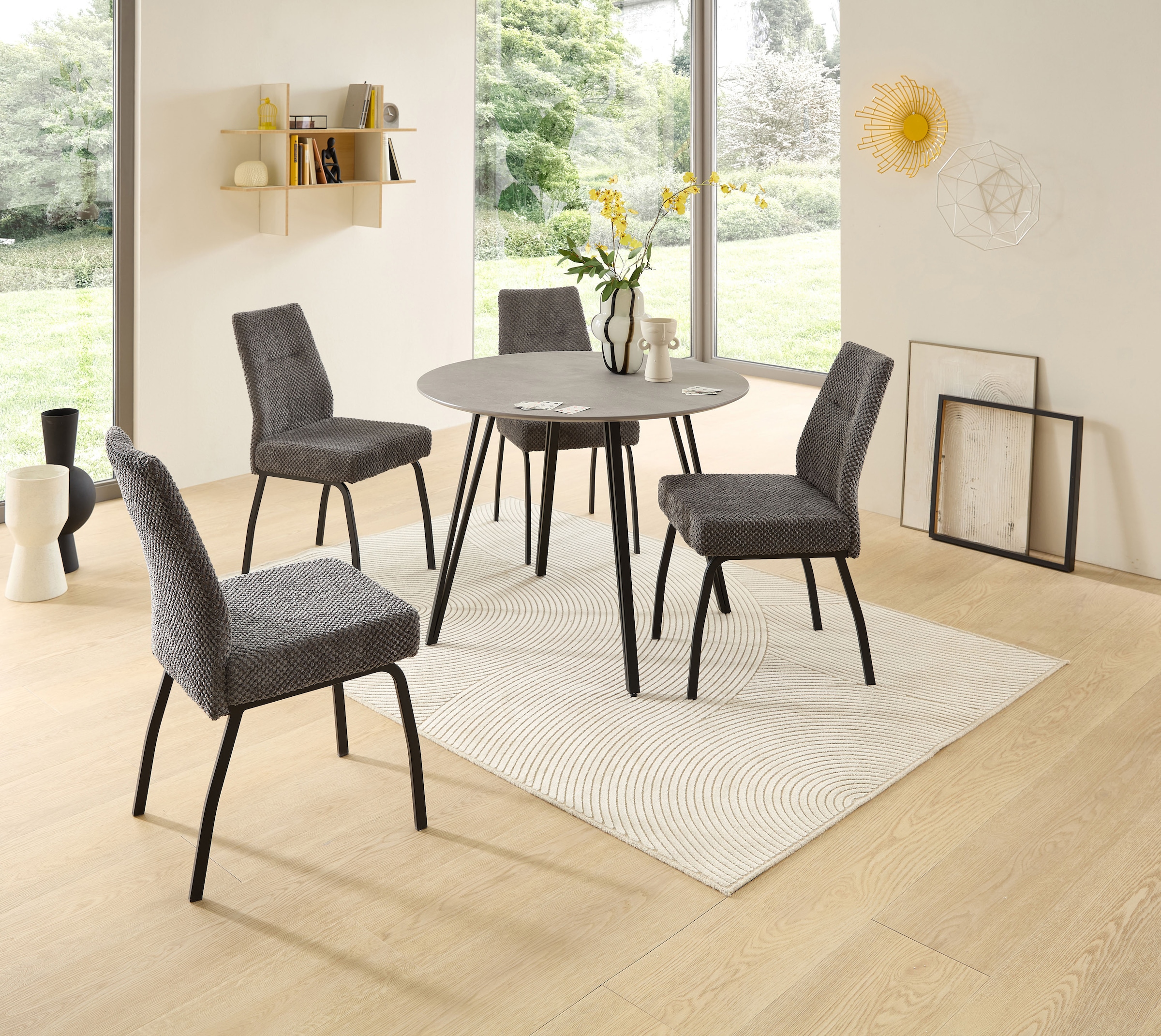 Stolkom Table de salle à manger »Floris Esstisch Ø/H 100x75 cm« 1 cuis tlg. Schweizer Kante, pulverbeschichtet
