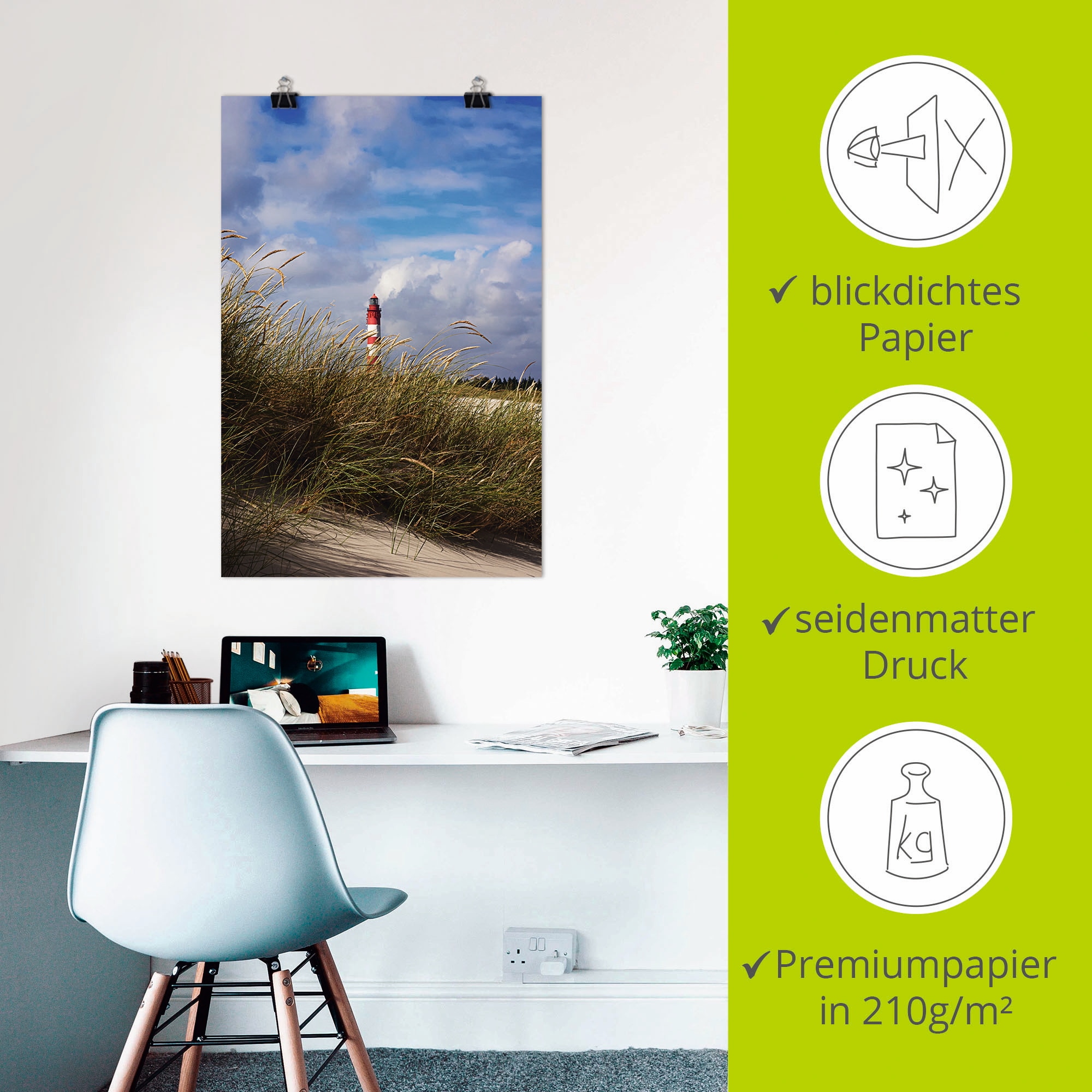 Artland Wandbild »Sommerimpression Amrumer Leuchtturm«, Gebäude, (1 St.), als Leinwandbild, Poster in verschied. Grössen