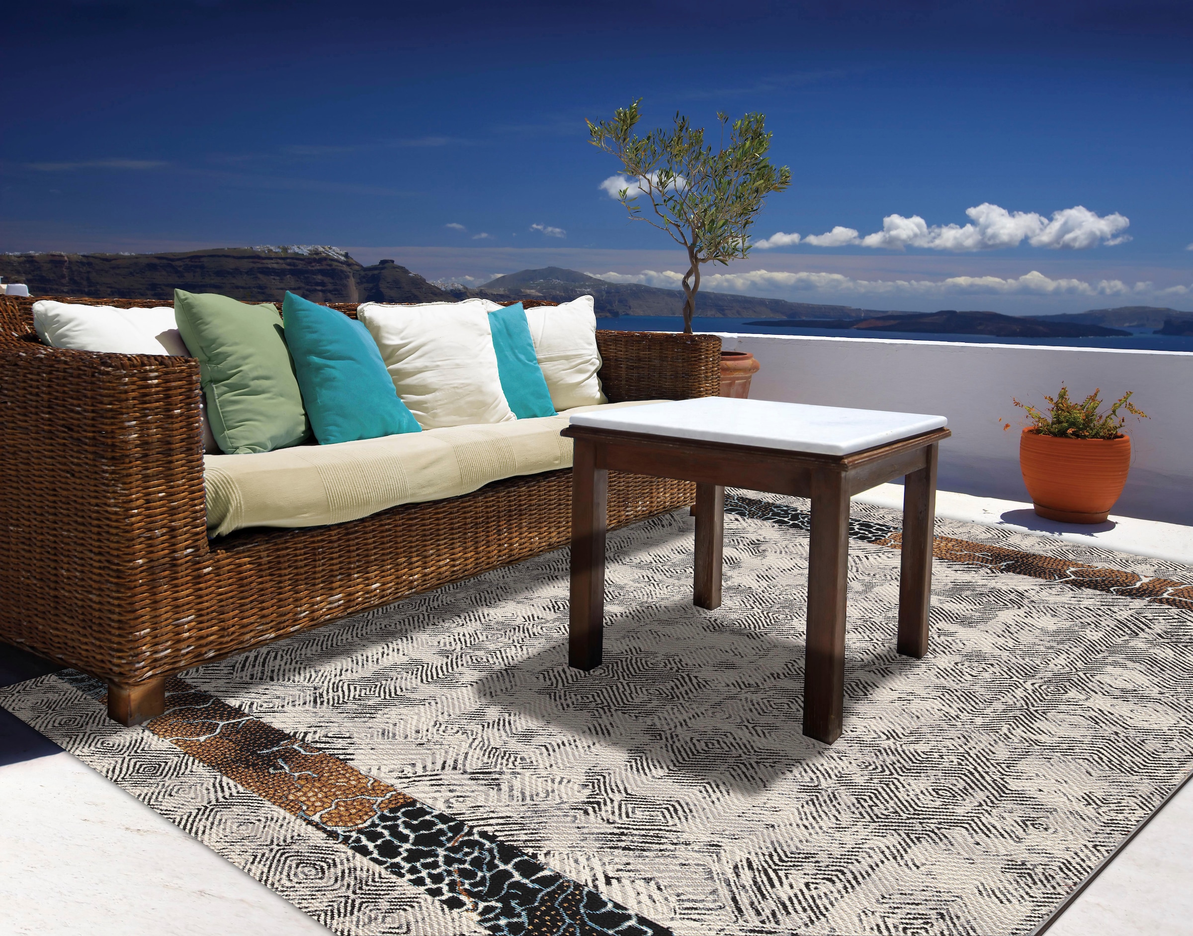 Gino Falcone Teppich In- Flachgewebe, »Outdoor-Africa rechteckig, günstig 43«, Outdoor Wohnzimmer geeignet, und kaufen