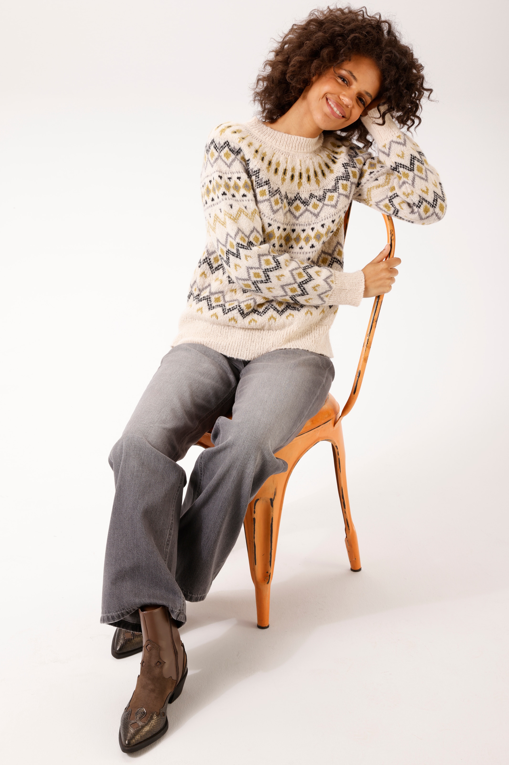 Aniston CASUAL Pull en tricot avec motif norvégien tendance - NOUVELLE COLLECTION