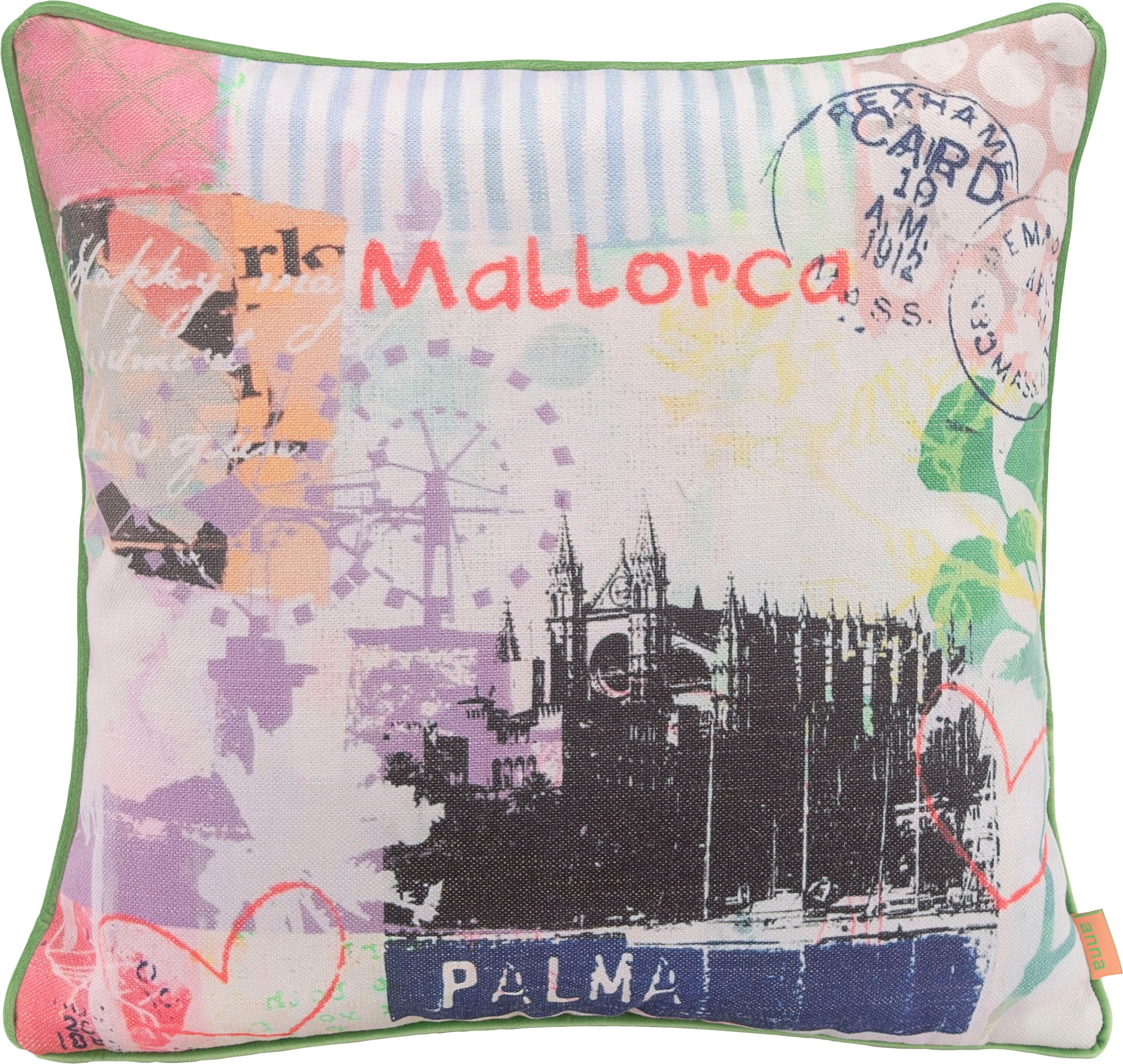 Image of H.O.C.K. Dekokissen "Lieblingsstädte MALLORCA" mit Mallorca-Motiv, Wendekissenhülle mit Füllung, 1 Stück