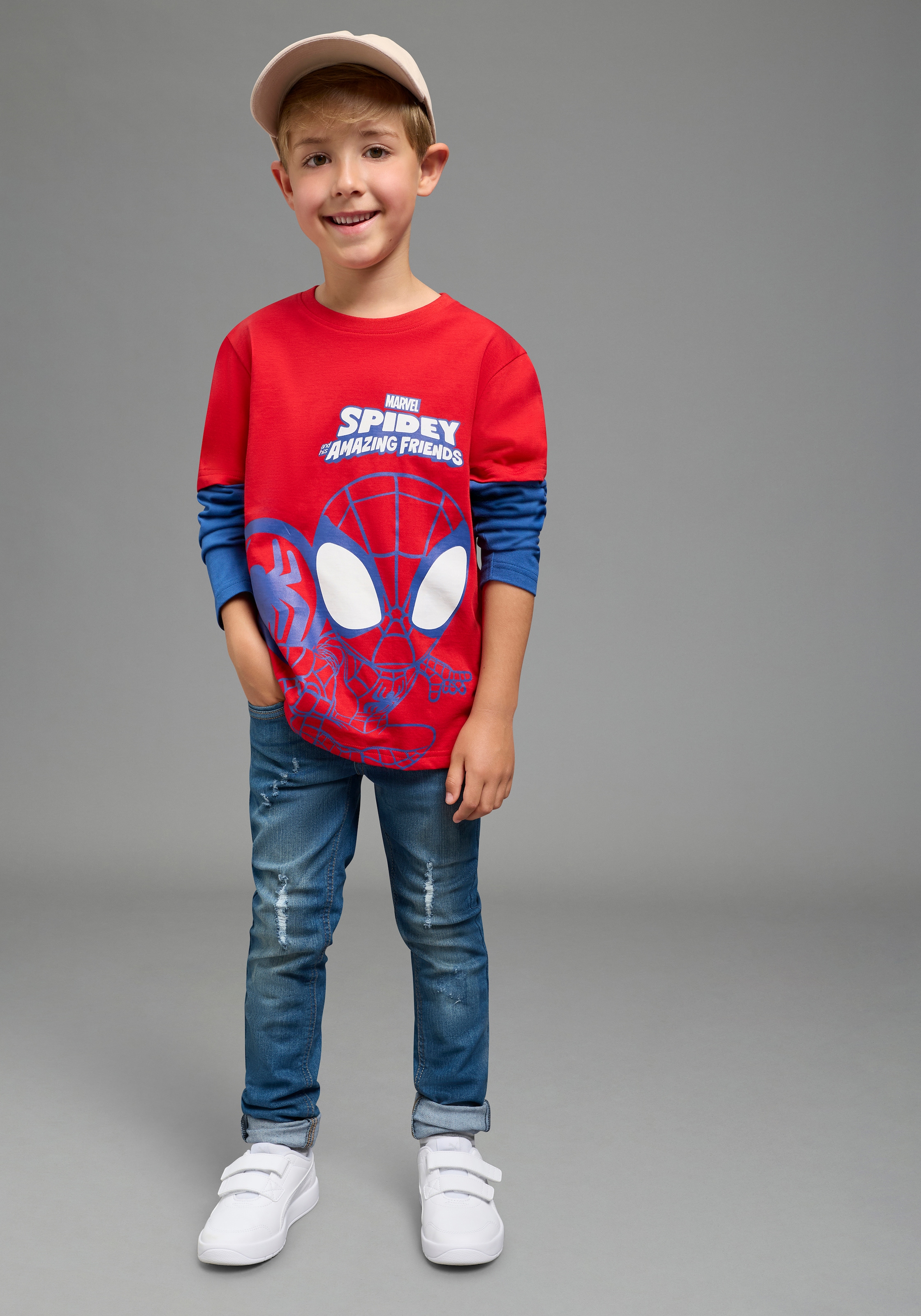 KIDSWORLD Langarmshirt »SPIDEY Lagen-Shirt, Disney« Disney-Shirt, hüftlange Basic-Passform, modischer Stil, mit Lagenoptik