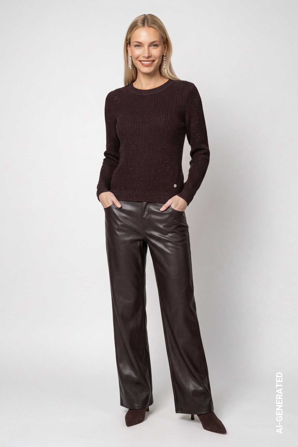 Monari Rundhalspullover »Pullover Basic Lurex« Regular fit mit Rundhalsausschnitt